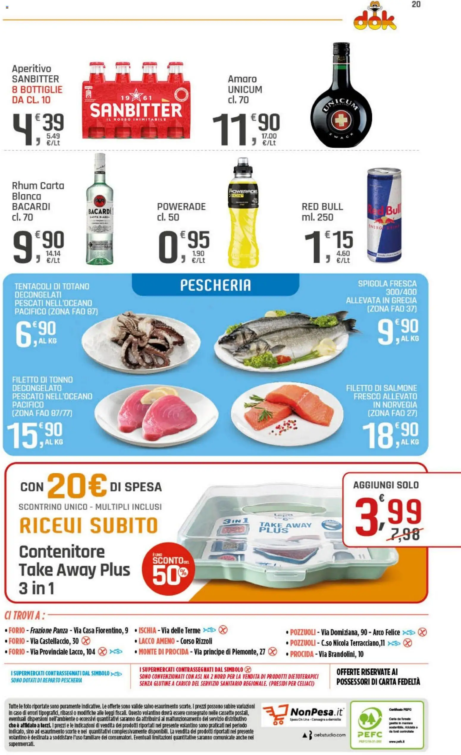 Volantino DOK del 15.05.2026 | Pagina: 20 | Prodotti: Spigola, Red Bull, Totano, Aperitivo
