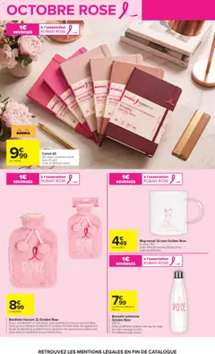 Carrefour - Prévisualisation de Bouteille isotherme Octobre Rose, 500 ml., Existe en différents modèles ainsi que les mugs, bracelets et bougie assortis., Prix différents selon articles. valide à partir de 06/10/2026 | Page: 10 | Produits: Couverture, Notebook, Bouteille, Bouillotte