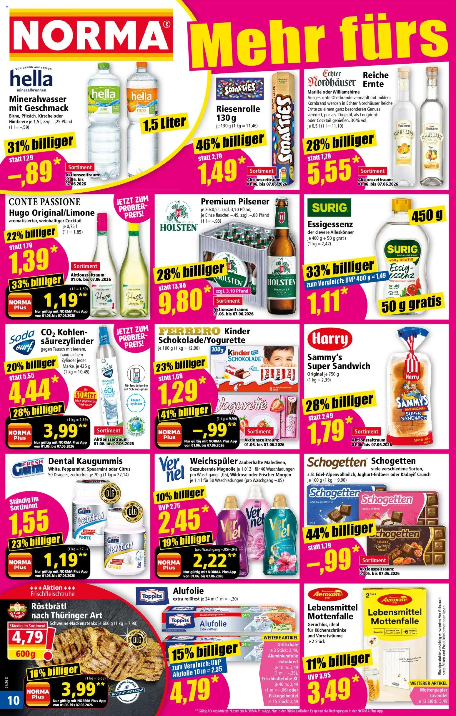 Norma Prospekt – gültig ab 01.06.2026 | Seite: 10 | Produkte: Schokolade, Weichspüler, Pfirsich, Lavendel