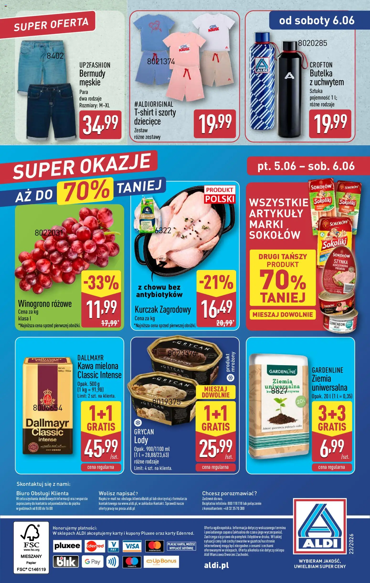 Aldi gazetka od 01.06.2026 | Strona: 44 | Produkty: Szorty, Kurczak, Kawa, Lody