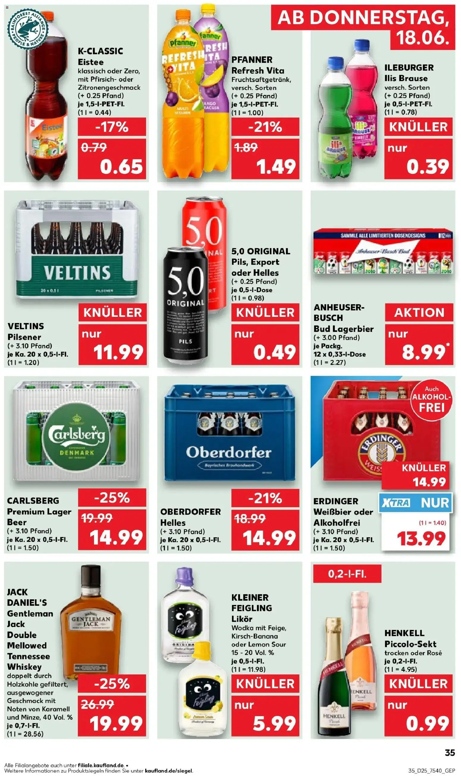 Kaufland Prospekt Berlin – gültig ab 15.06.2026 | Seite: 44 | Produkte: Erdinger, Pfirsich, Wodka, Whiskey