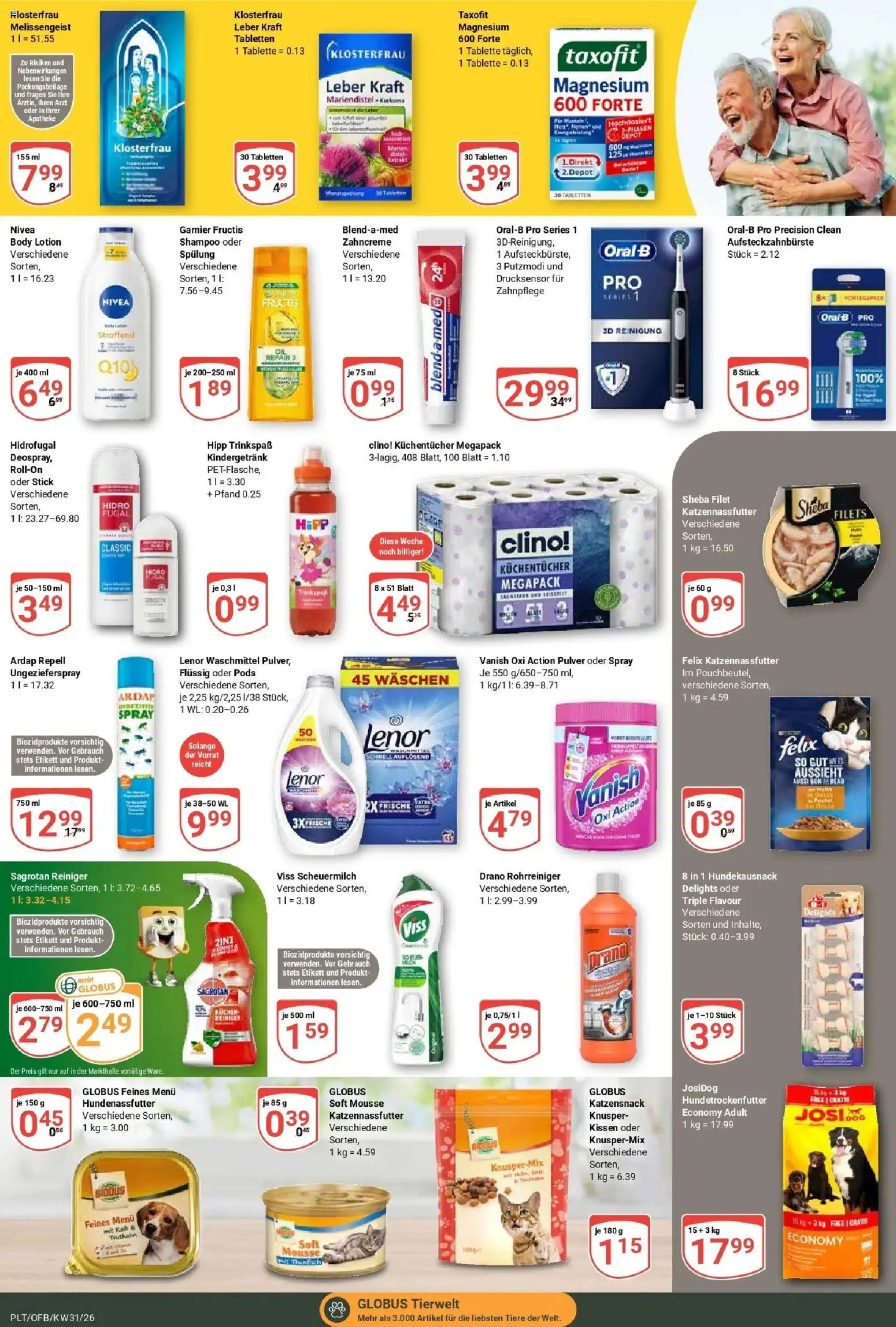 Globus Prospekt Plattling – gültig ab 20.07.2026 | Seite: 19 | Produkte: Sheba, Spülung, Body Lotion, Kuchen