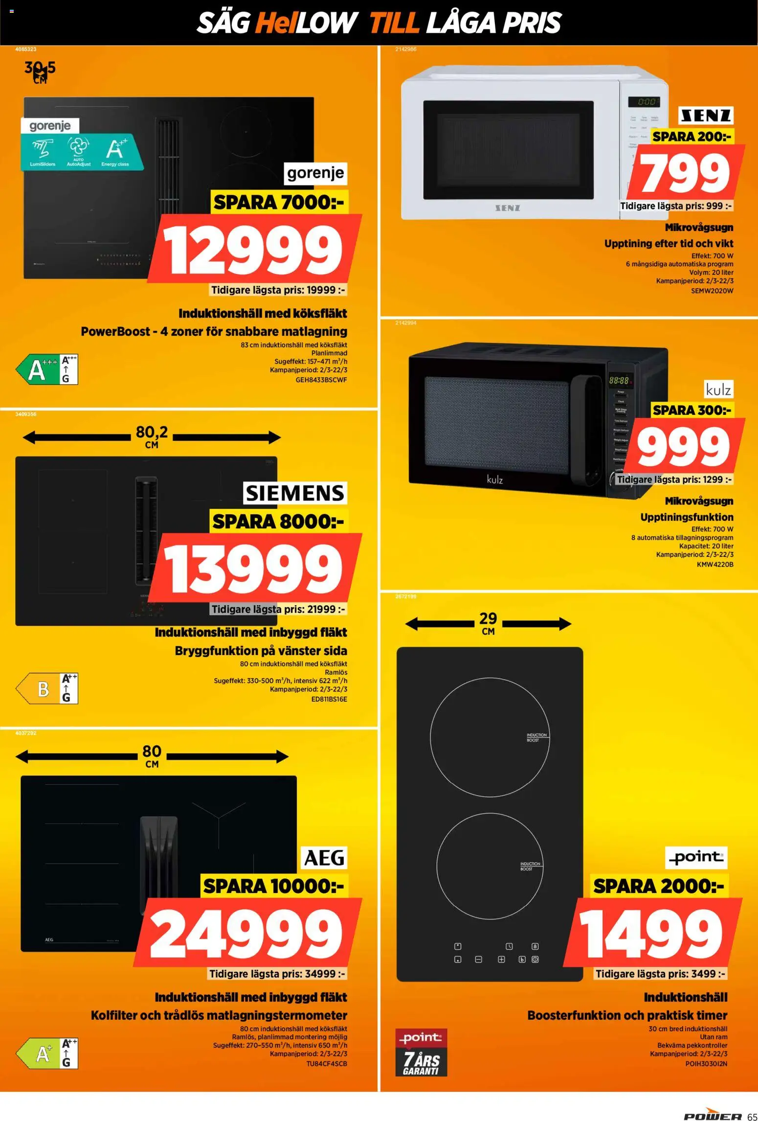 Power reklamblad aktuell från 09.03.2026 | Sida: 65 | Produkter: Köksfläkt, Såg, Kolfilter, Mikrovågsugn