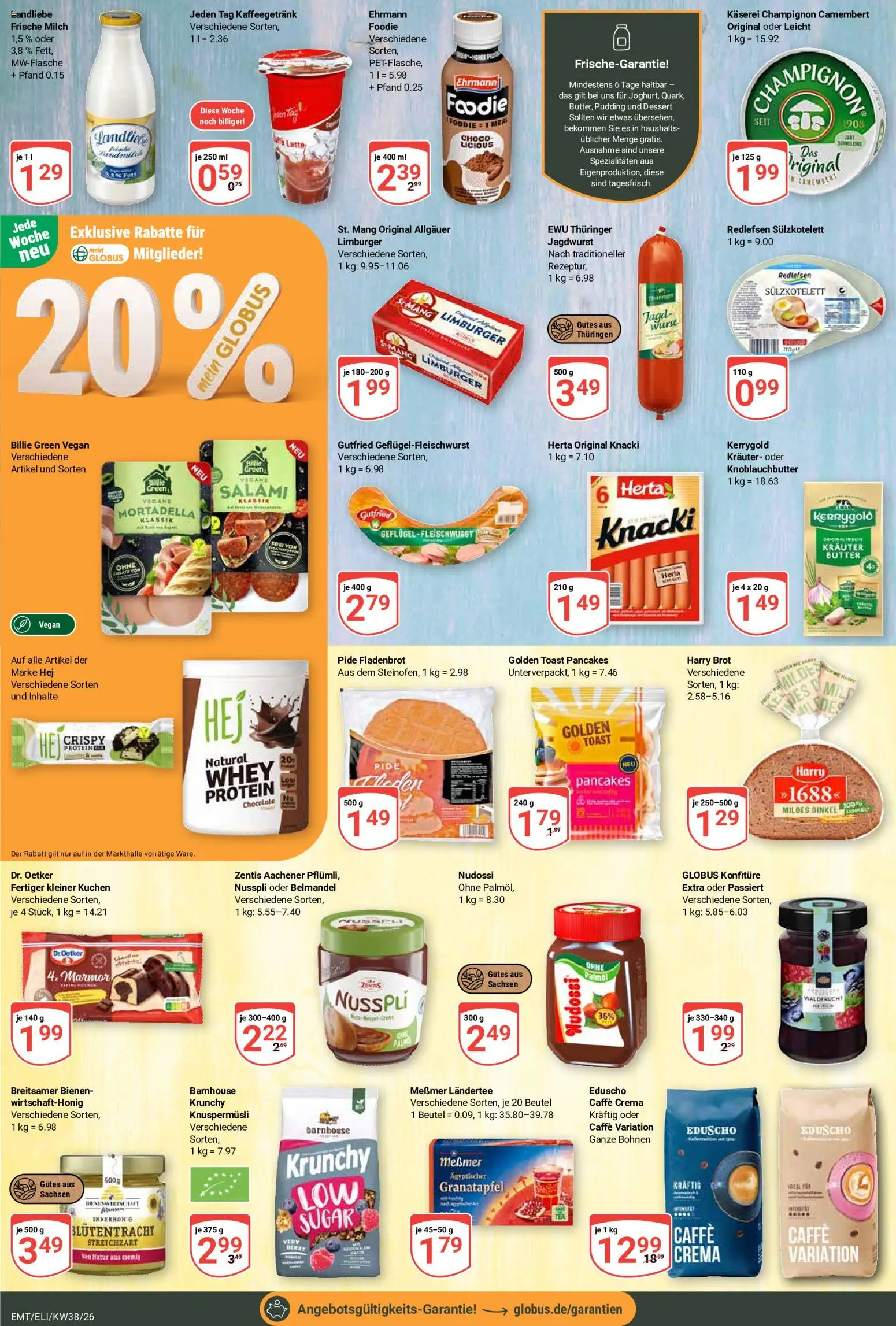 Globus Prospekt Erfurt – gültig ab 14.09.2026 | Seite: 14 | Produkte: Butter, Spezialitäten, Pudding, Eduscho