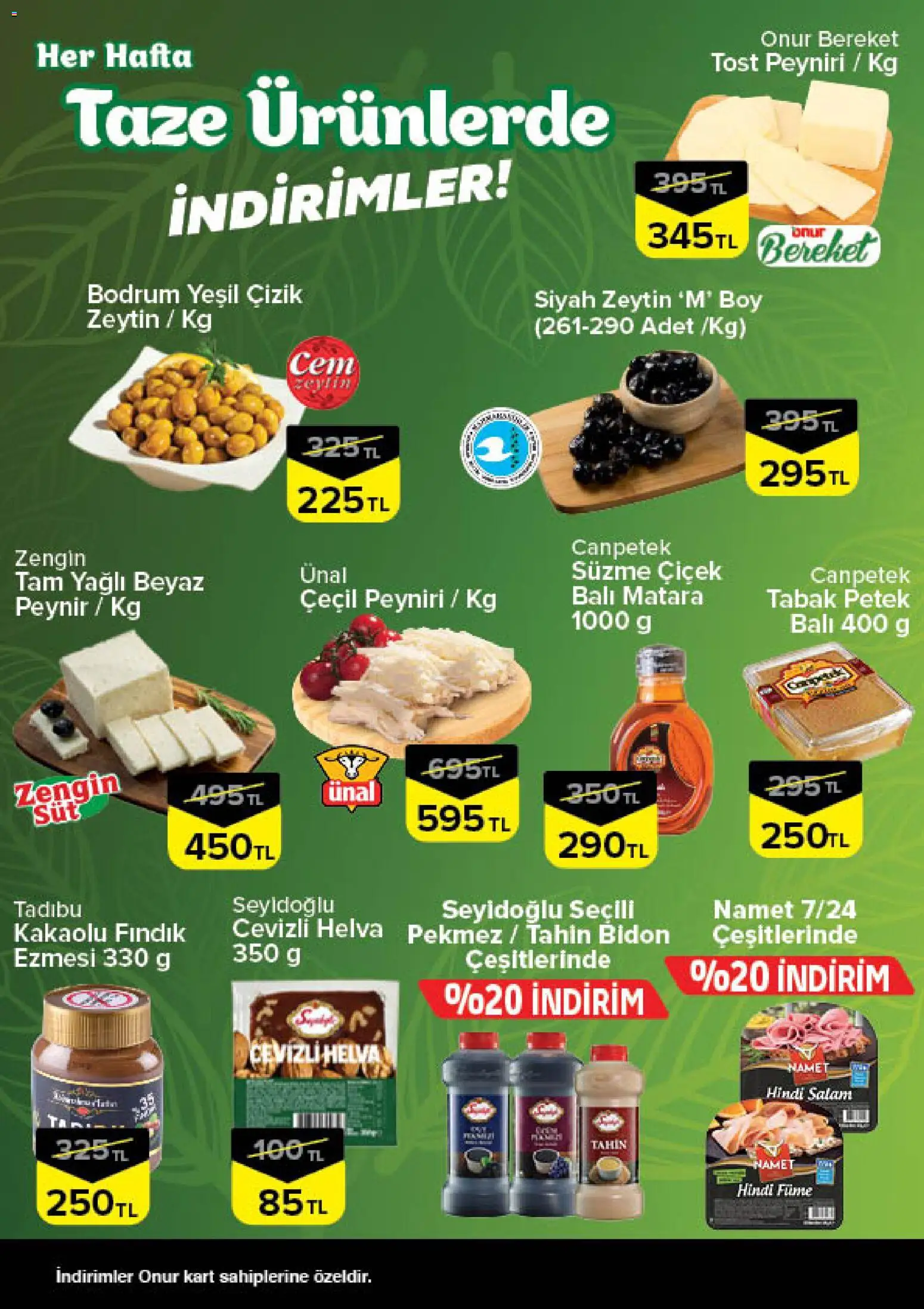 Onur Market Katalog - 24 Eylül 2026 tarihinden itibaren geçerlidir | Sayfa: 2 | Ürünler: Peynir, Salam, Fındık, Zeytin
