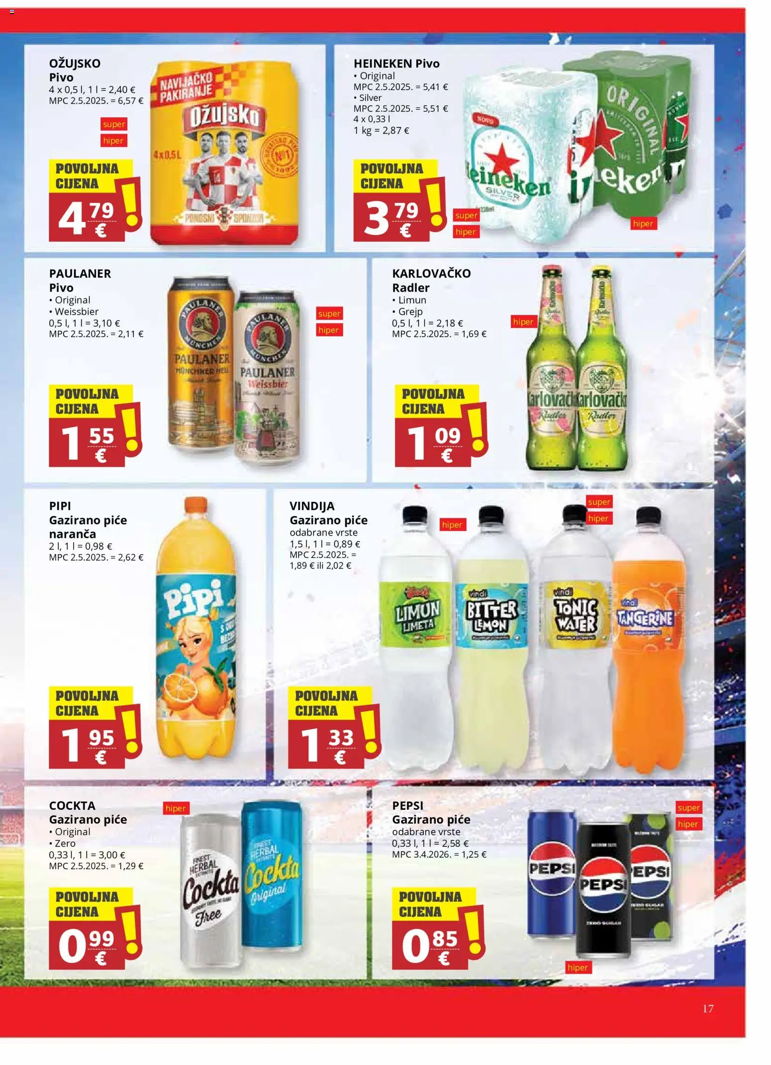 Ribola katalog | vrijedi od 10.06.2026 | Stranica: 17 | Proizvodi: Vindija, Pepsi, Heineken, Ožujsko