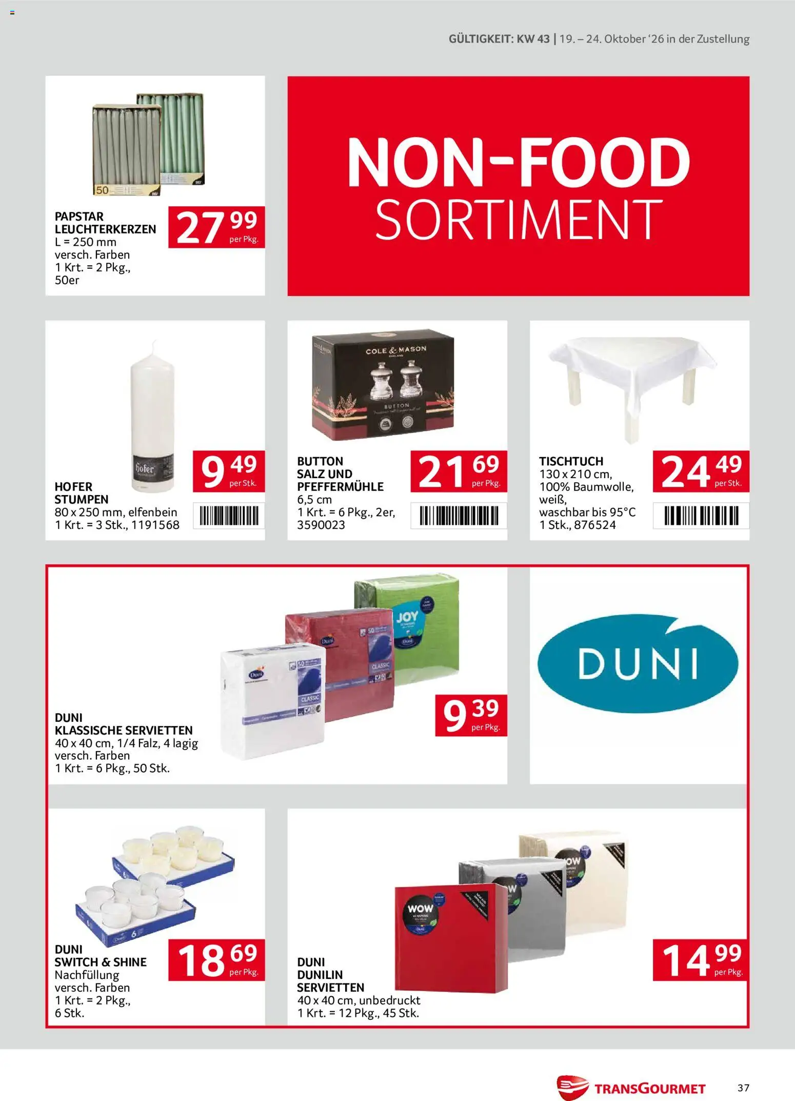 Transgourmet Flugblatt gültig ab 19.10.2026 | Seite: 37 | Produkte: Salz, Pfeffermühle