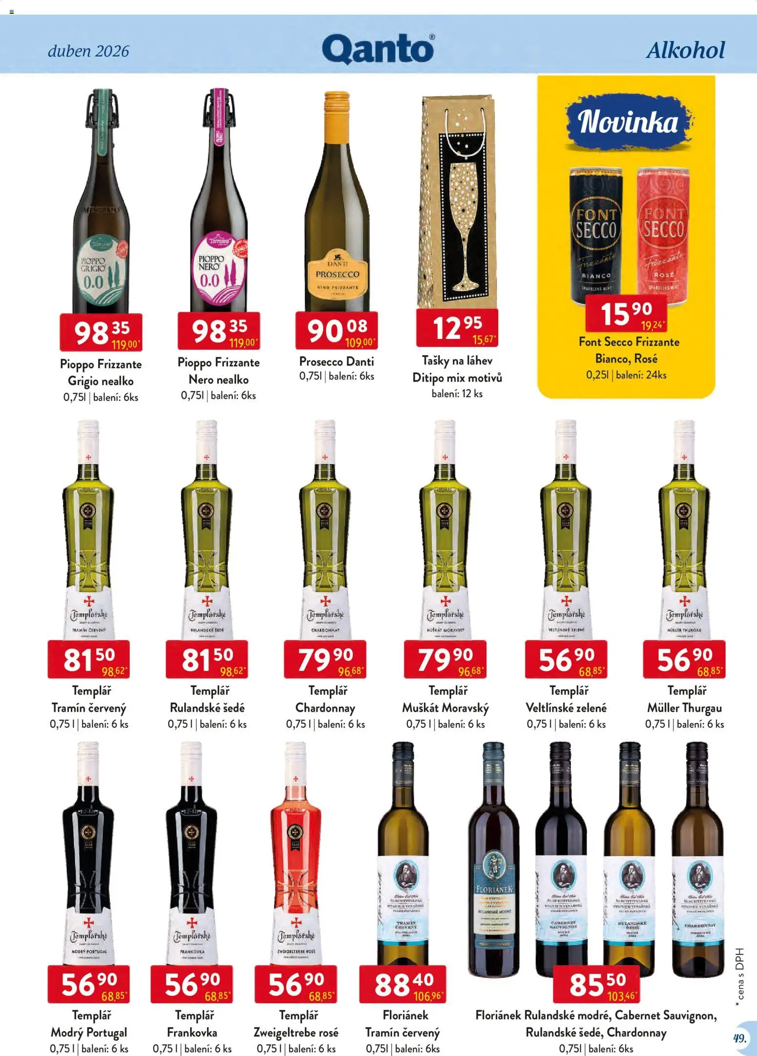 Astur & Qanto leták - Velkoobchod 04/2026 od 01.04.2026 | Strana: 49 | Produkty: Prosecco, Frizzante, Tašky, Tramín červený