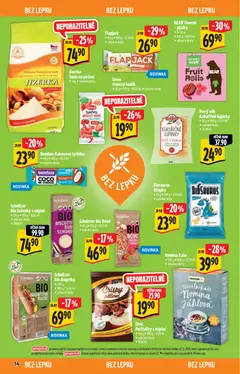 Náhled letáku Nový věk Kukuřičné lupínky, • 65 g • 100 g = 38,31 Kč • vybrané druhy od 02.09.2026 | Strana: 14 | Produkty: Polštářky, Kukuřičné lupínky, Bazalka, Křupky