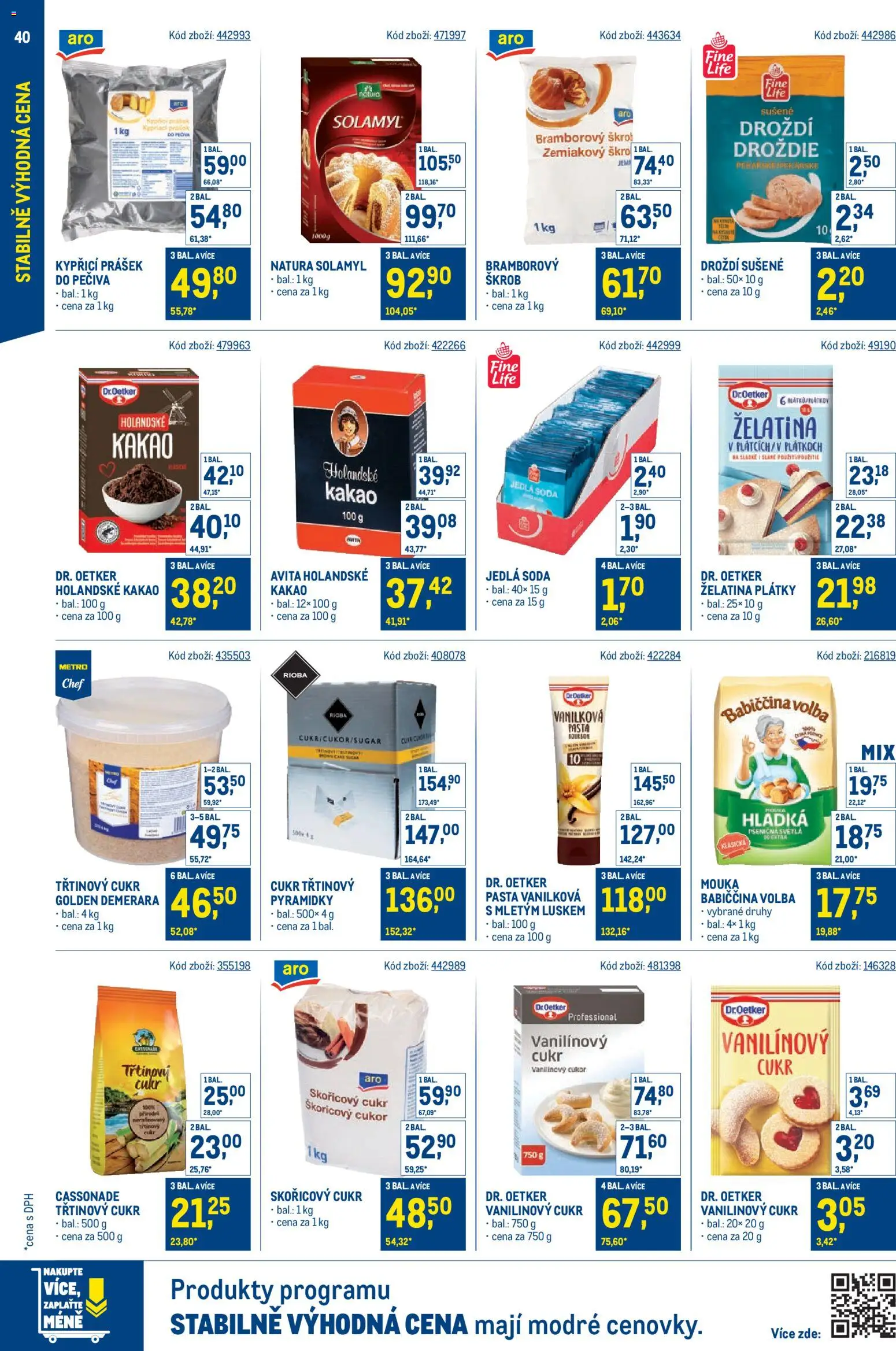 Makro leták - Cash & Carry od 20.05.2026 | Strana: 40 | Produkty: Cukr, Mouka, Jedlá soda, Kakao