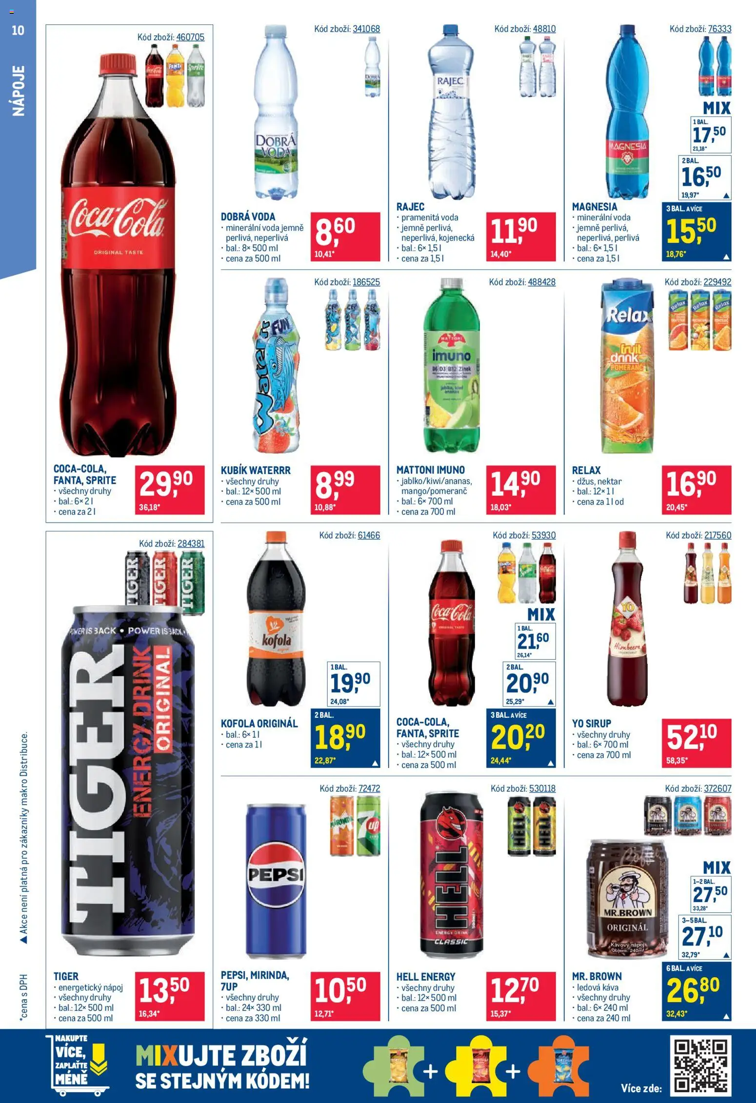 Makro leták - Maloobchod od 07.10.2026 | Strana: 10 | Produkty: Tiger energy, Káva, Sirup, Kubík Waterrr