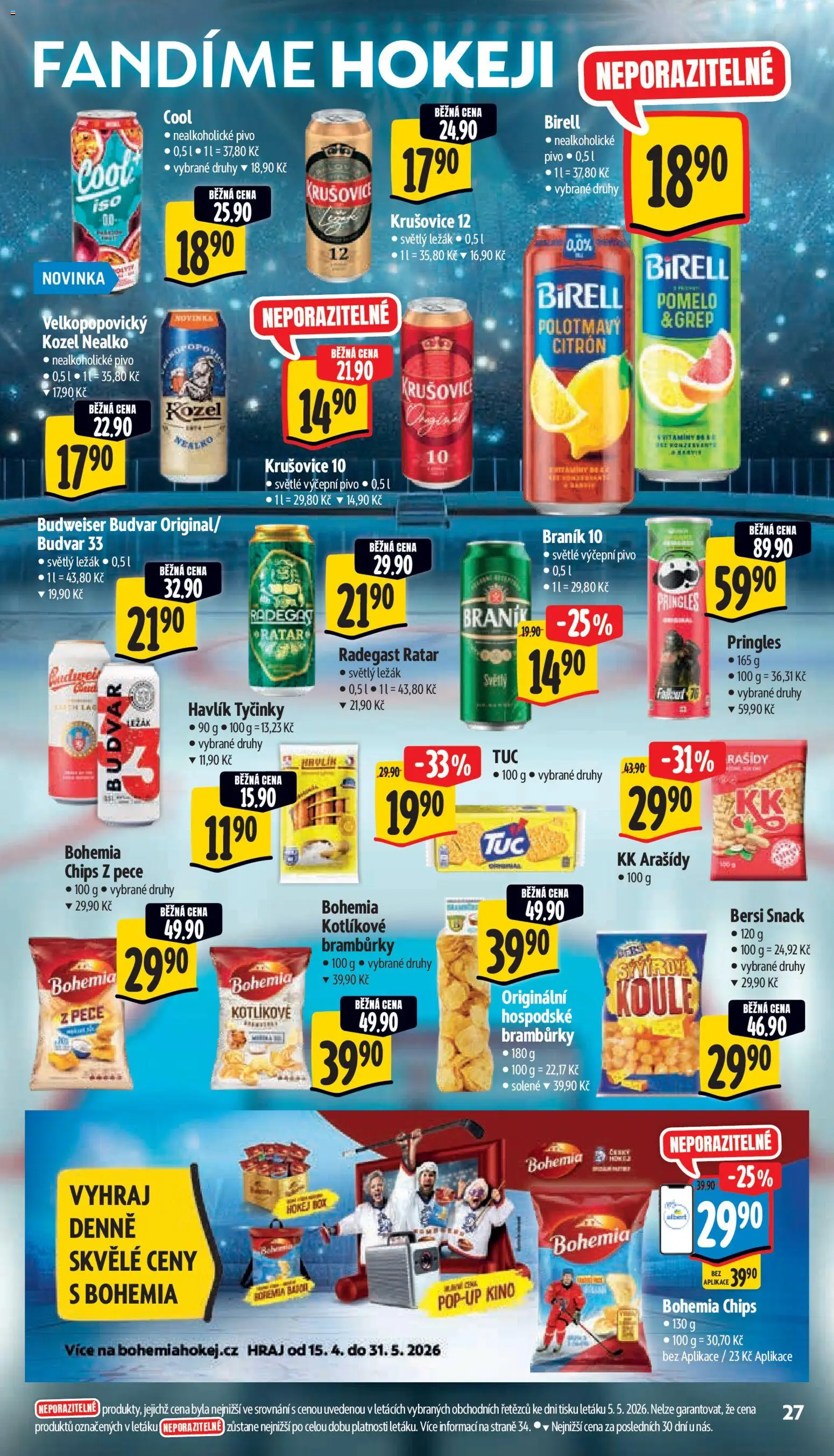 Albert leták - Hypermarket od 13.05.2026 | Strana: 35 | Produkty: Budvar, Radegast, Kozel nealko, Bohemia chips
