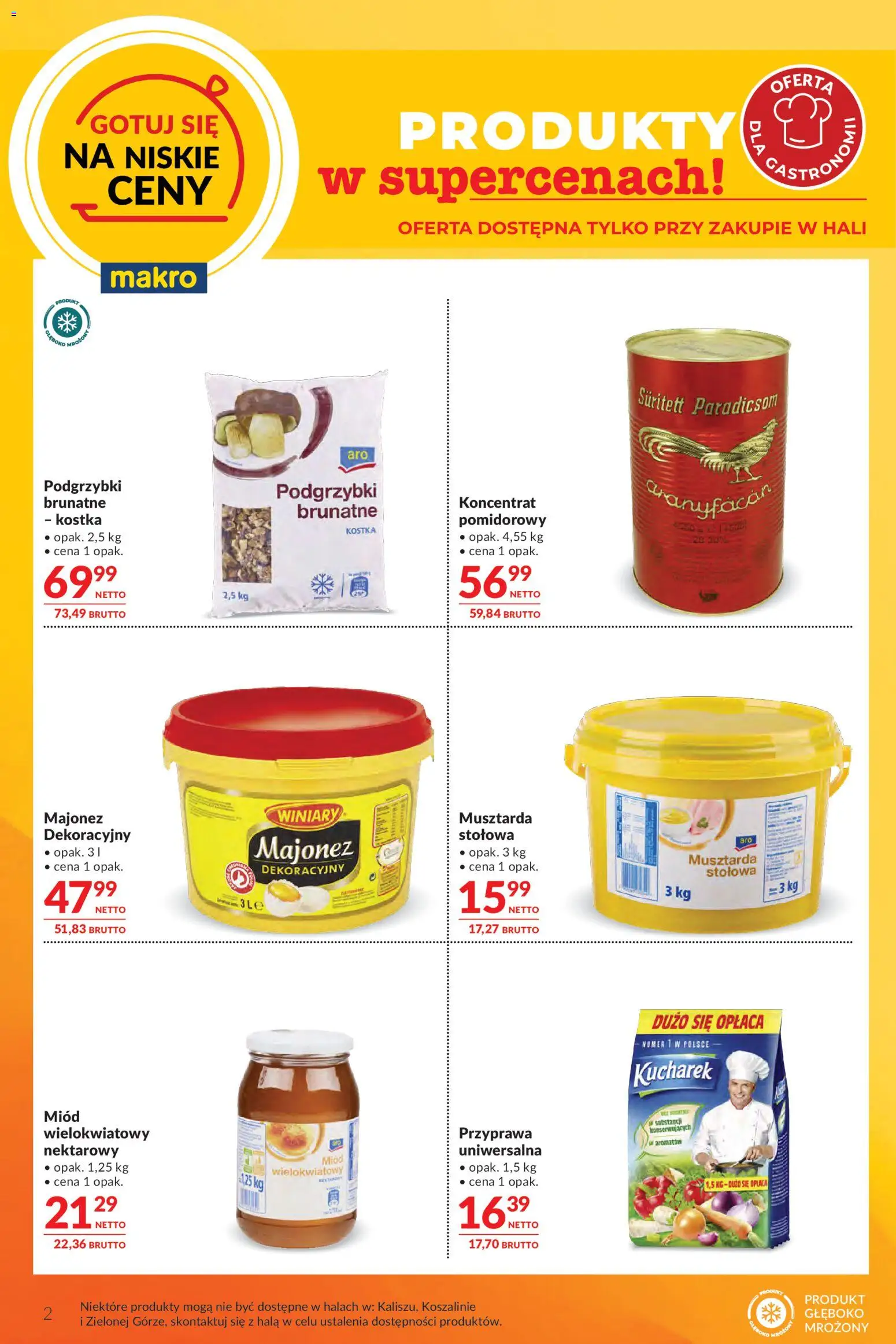 Makro gazetka - Oferta dla Gastronomii od 29.09.2026 | Strona: 2 | Produkty: Koncentrat pomidorowy, Miód wielokwiatowy, Musztarda, Majonez