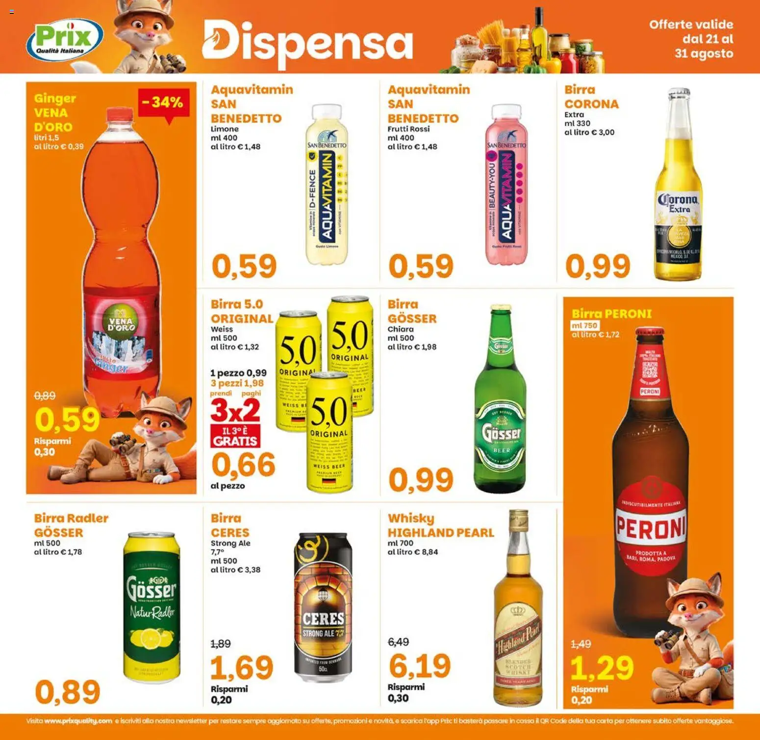 Volantino Prix del 21/08/2026 | Pagina: 15 | Prodotti: Birra, Whisky, Radler, Birra Peroni
