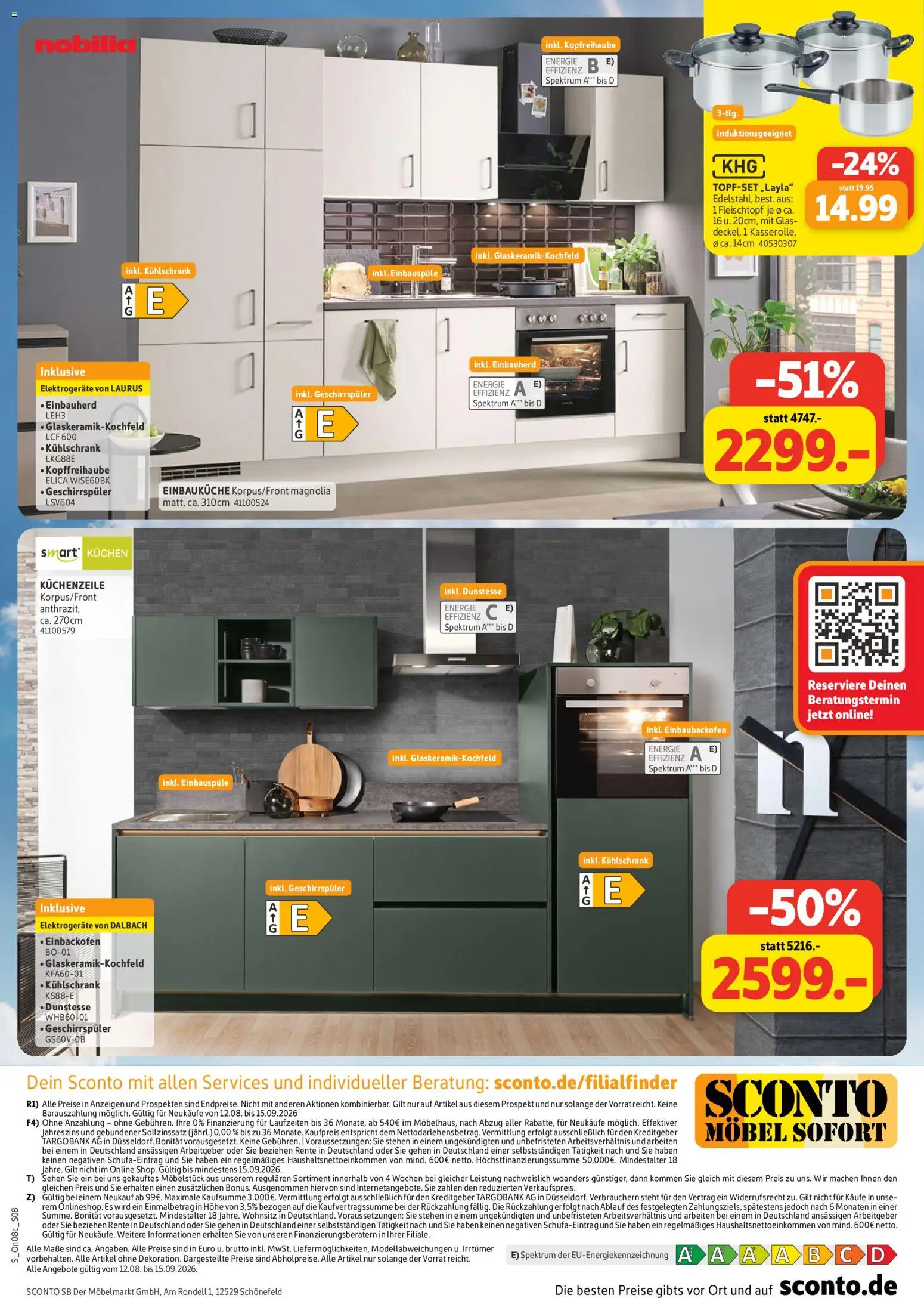 Sconto Küchenspezial – gültig ab 12.08.2026 | Seite: 8 | Produkte: Geschirrspüler, Küchenzeile, Kühlschrank, Kuchen