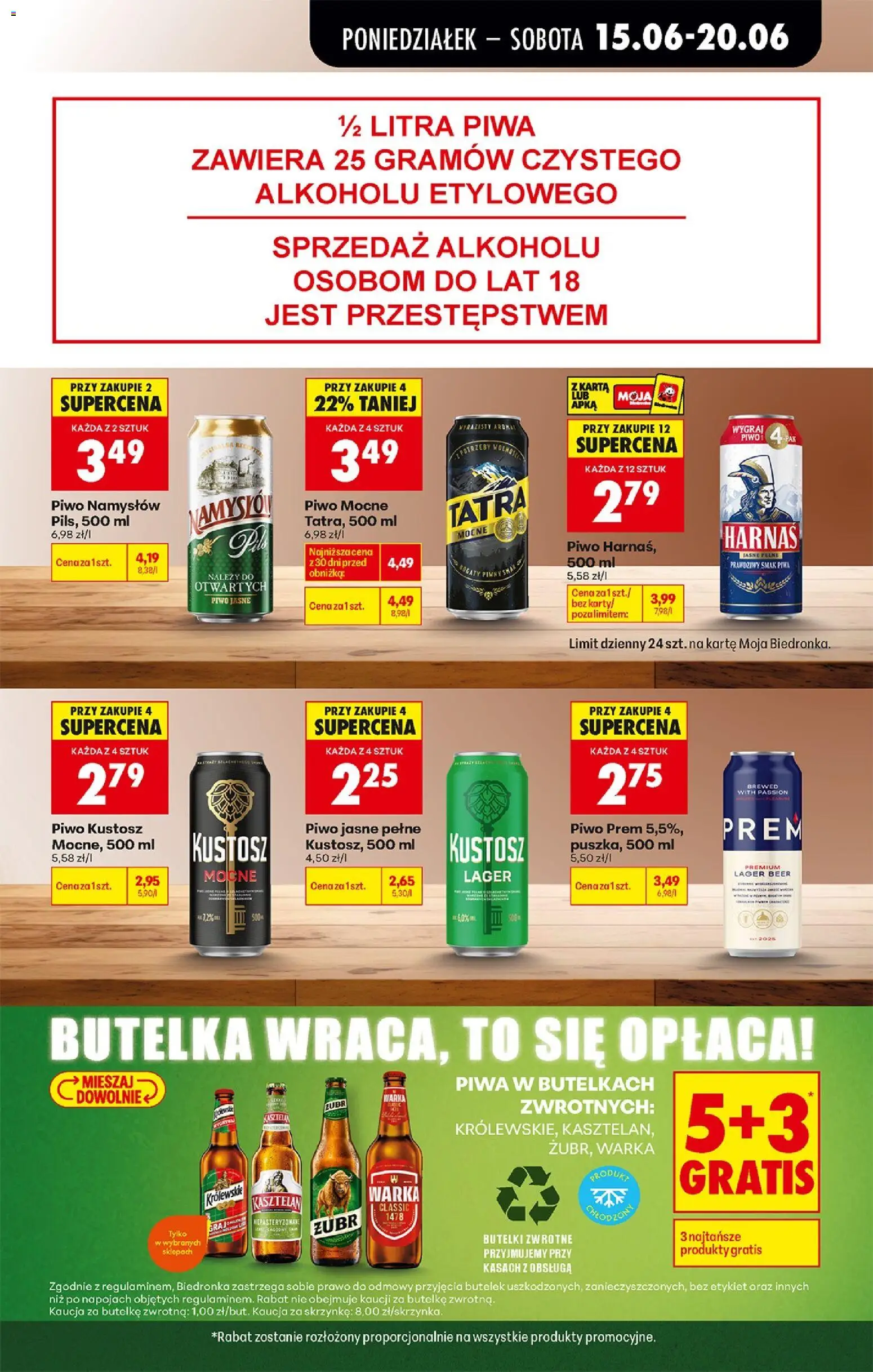 Biedronka gazetka od poniedziałku od 15.06.2026 | Strona: 73 | Produkty: Gra, Piwo Kustosz, Warka, Piwo Namysłów