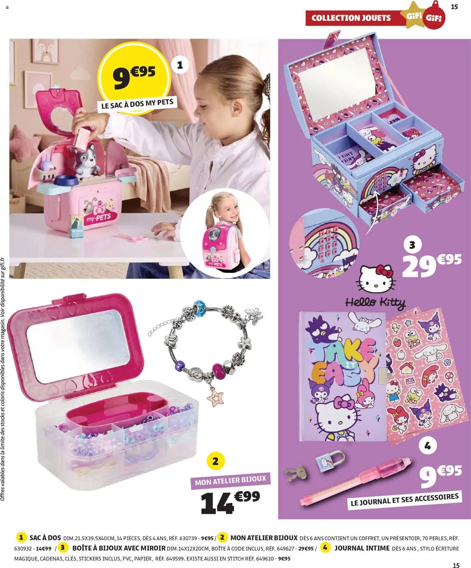 {H1} | Page: 15 | Produits: Jouets, Stylo, Boîte à bijoux, Sac à dos
