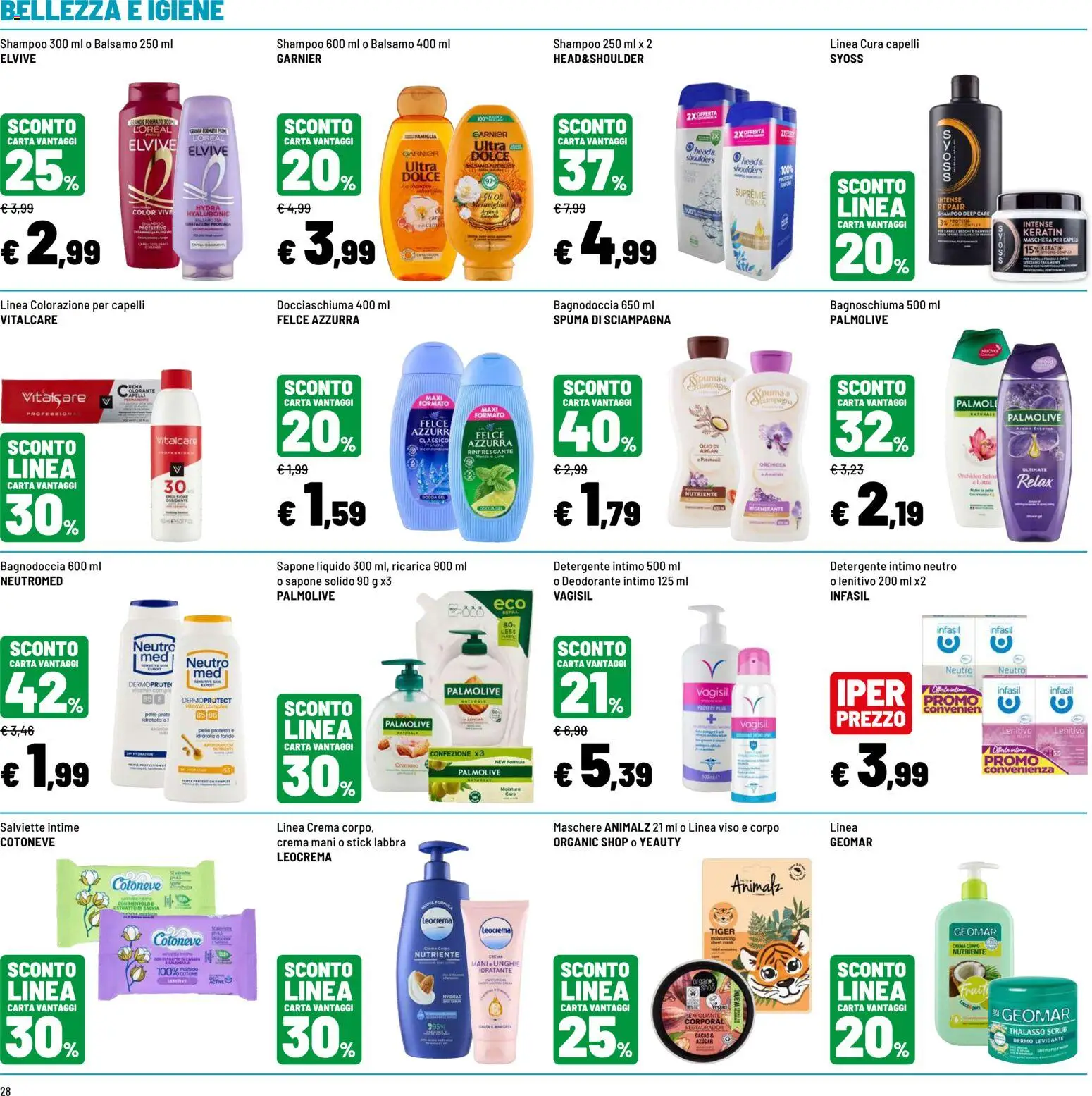 Volantino Iper del 12/10/2026 | Pagina: 28 | Prodotti: Balsamo, Maschera, Bagnoschiuma, Scrub