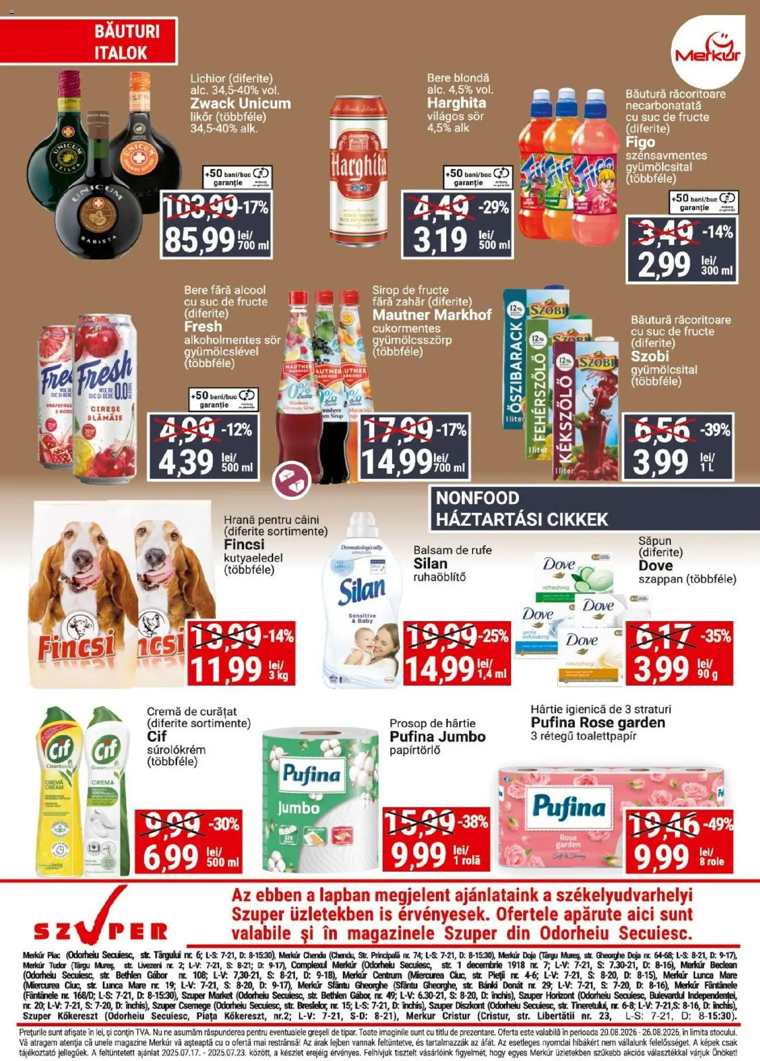 Noul catalog Merkur – valabil de la 20.08.2026 | Pagină: 4 | Produse: Baby, Role, Sirop de fructe, Balsam de rufe