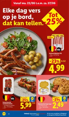 Lidl Folder week 26 - Voorbeeld van een folder van Lidl, geldig van 22.06.2026 | Pagina: 4 | Producten: Schnitzel, Rundvlees, Kip, Kan