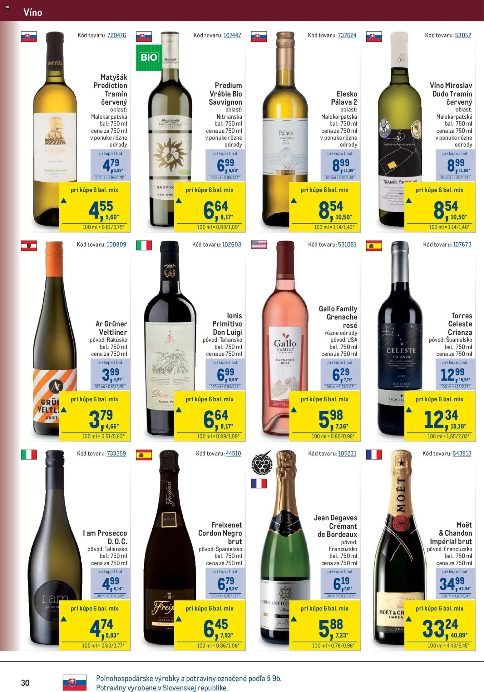 Nové Metro akcie – leták je platný od 06.05.2026 | Strana: 30 | Produkty: Víno, Prosecco