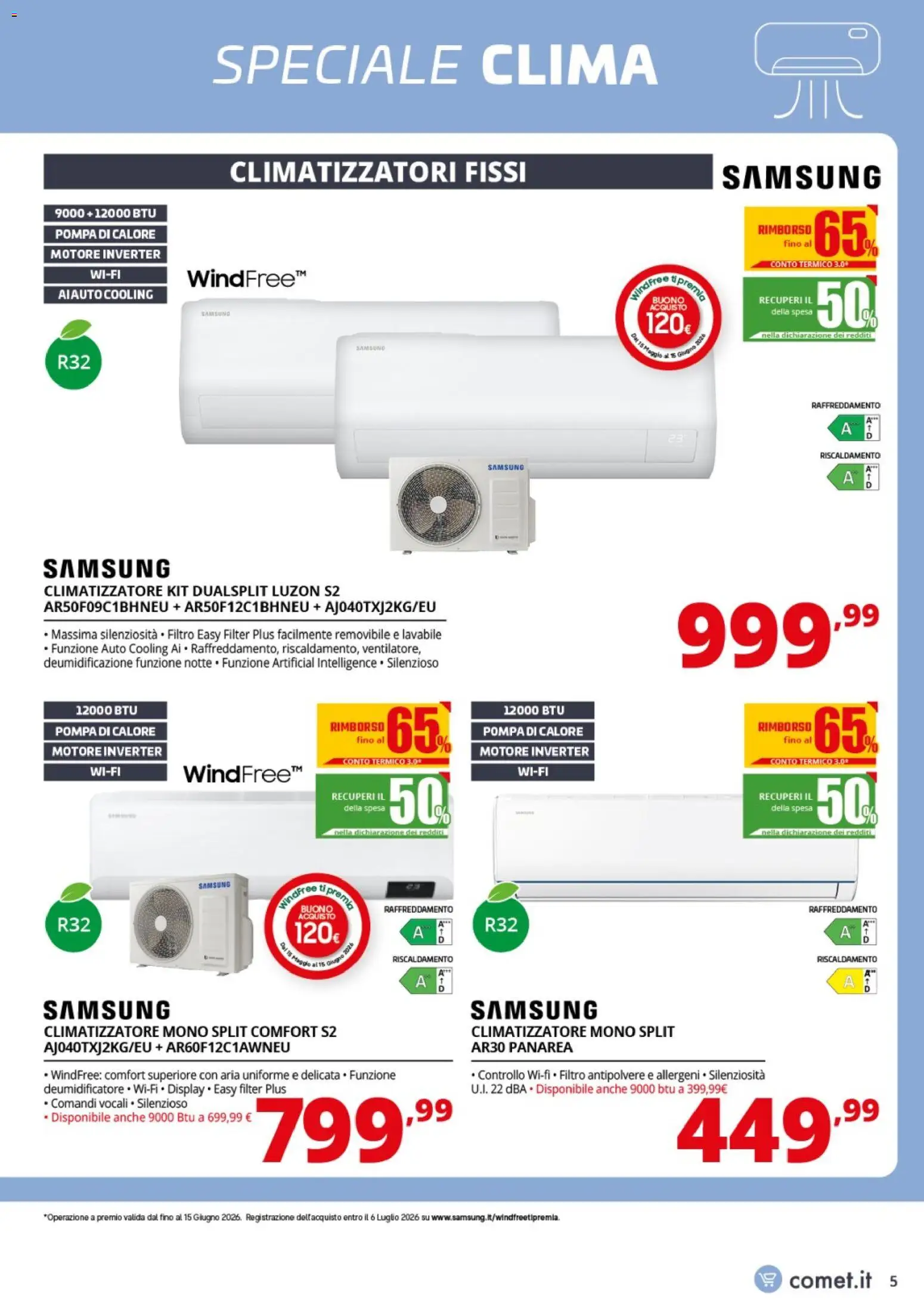 Volantino Comet del 09.06.2026 | Pagina: 5 | Prodotti: Climatizzatore, Samsung