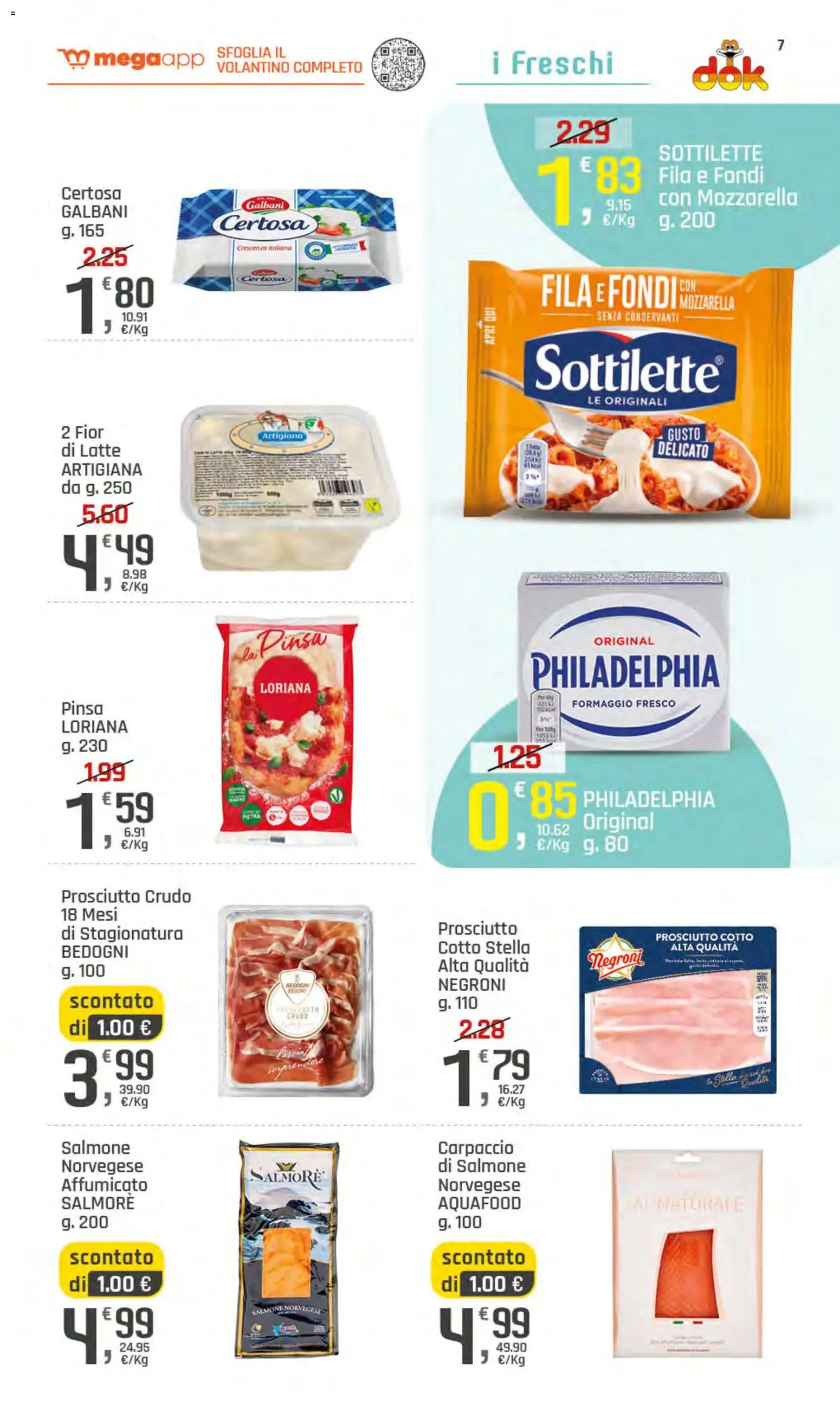 Volantino DOK del 28.05.2026 | Pagina: 7 | Prodotti: Salmone, Mozzarella, Latte, Prosciutto