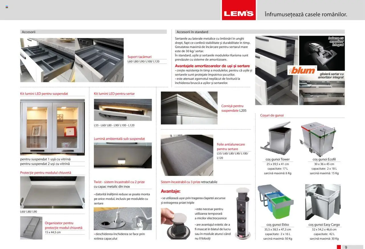 Noul catalog Lem’s – valabil de la 17.11.2023 | Pagină: 9 | Produse: Prize, Chiuvetă, Vitrină, Ușă