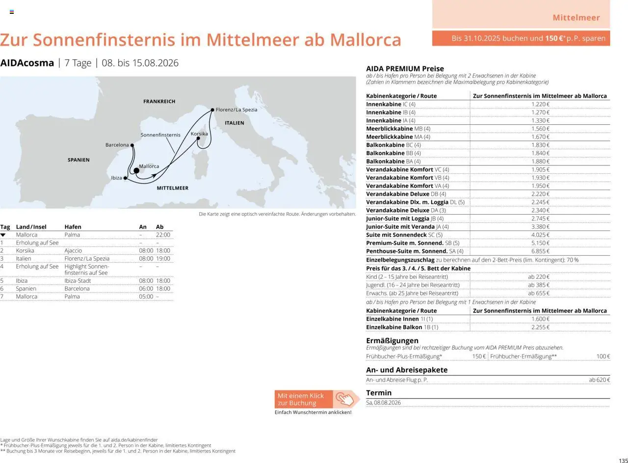 Aida Sommer 2026 – gültig ab 01.03.2026 | Seite: 135 | Produkte: Bett