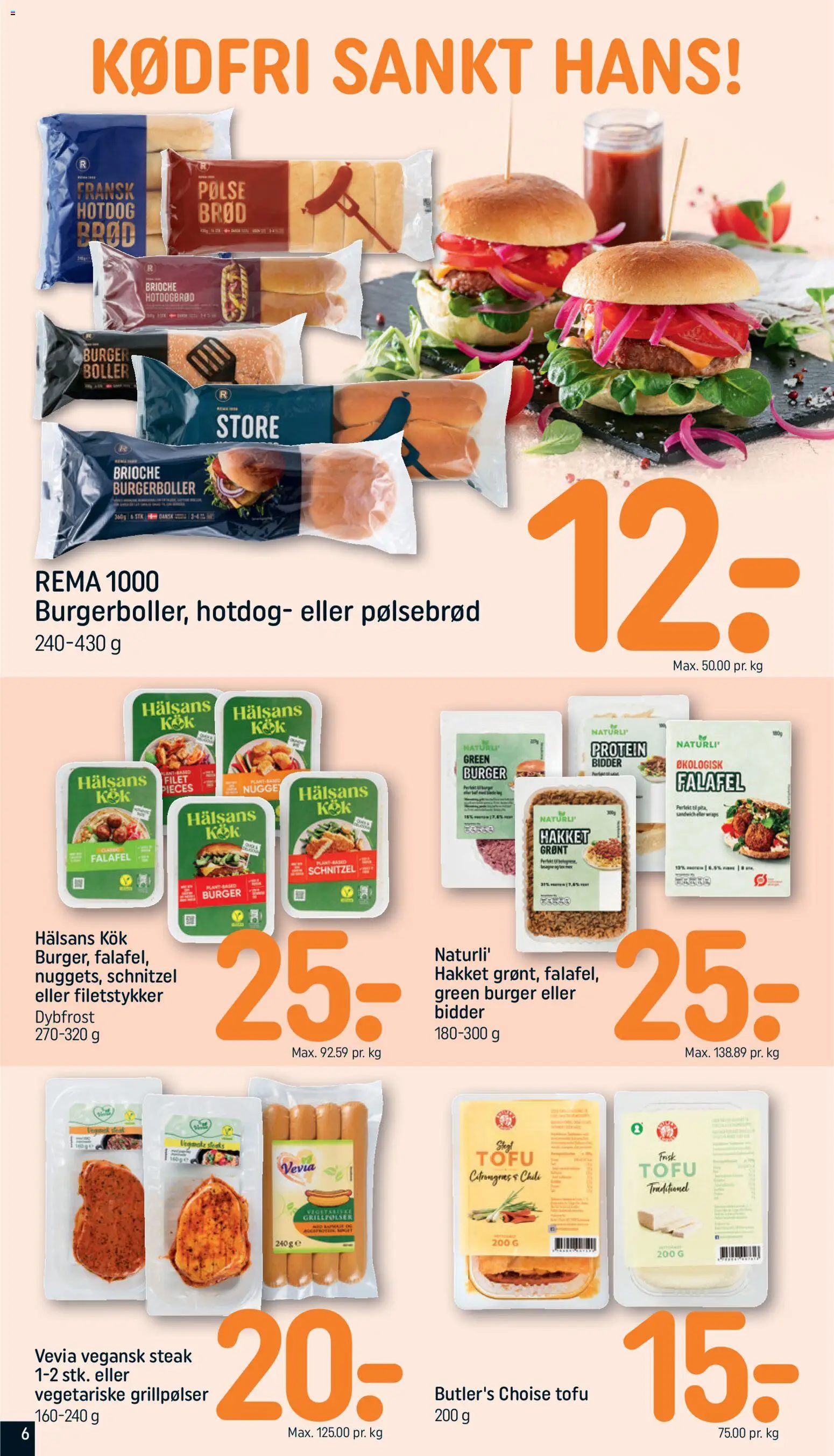 Rema 1000 tilbudsavis – gyldig fra 21.06.2026 | Side: 6 | Produkter: Tofu, Brød, Falafel, Aparelho de barbear