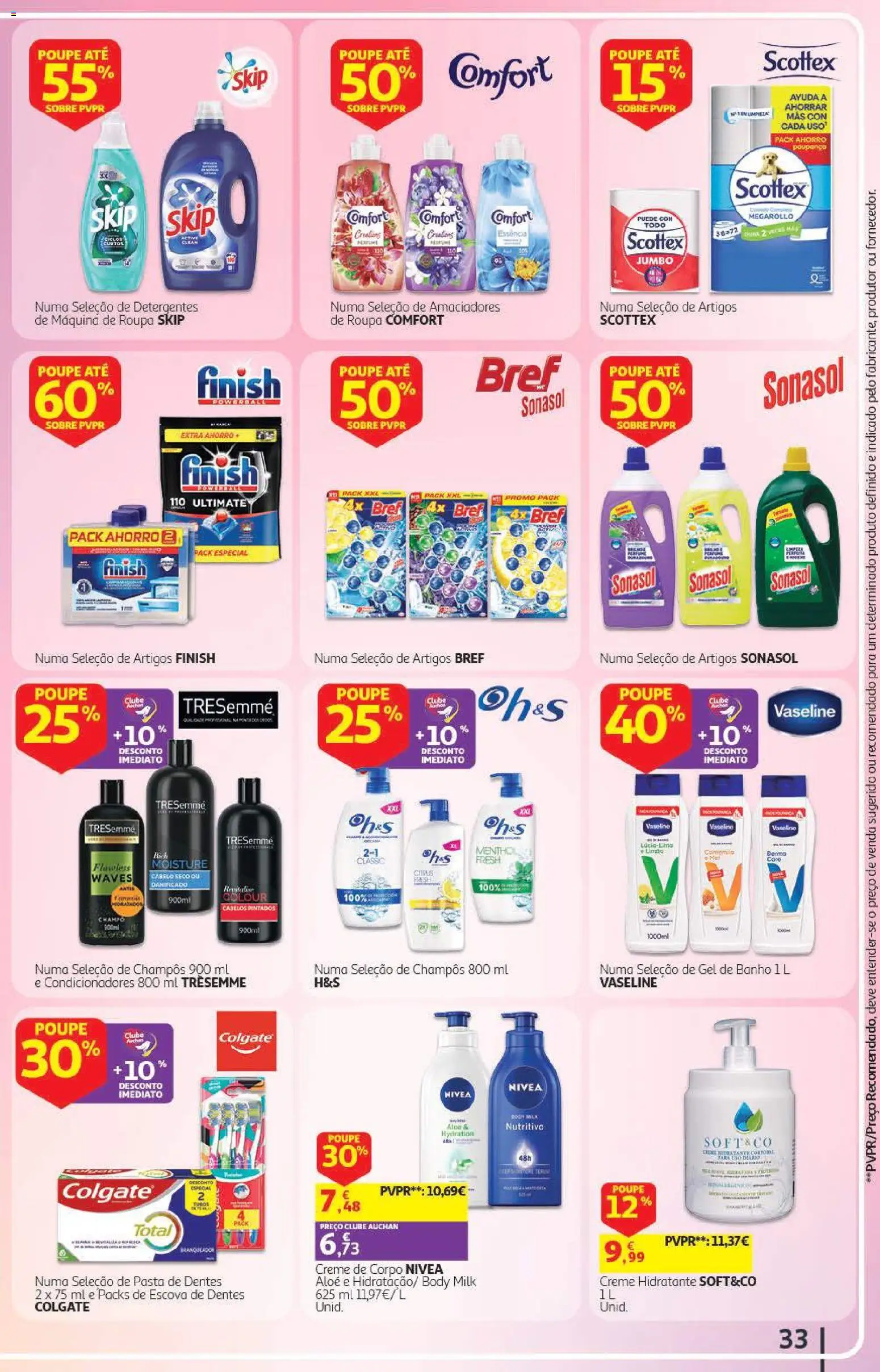 Auchan - Folheto Escolar  Têxtil Criança │ válido de 04/09/2026 | Página: 33 | Produtos: Creme hidratante, Gel de banho, Pasta de dentes, Banho