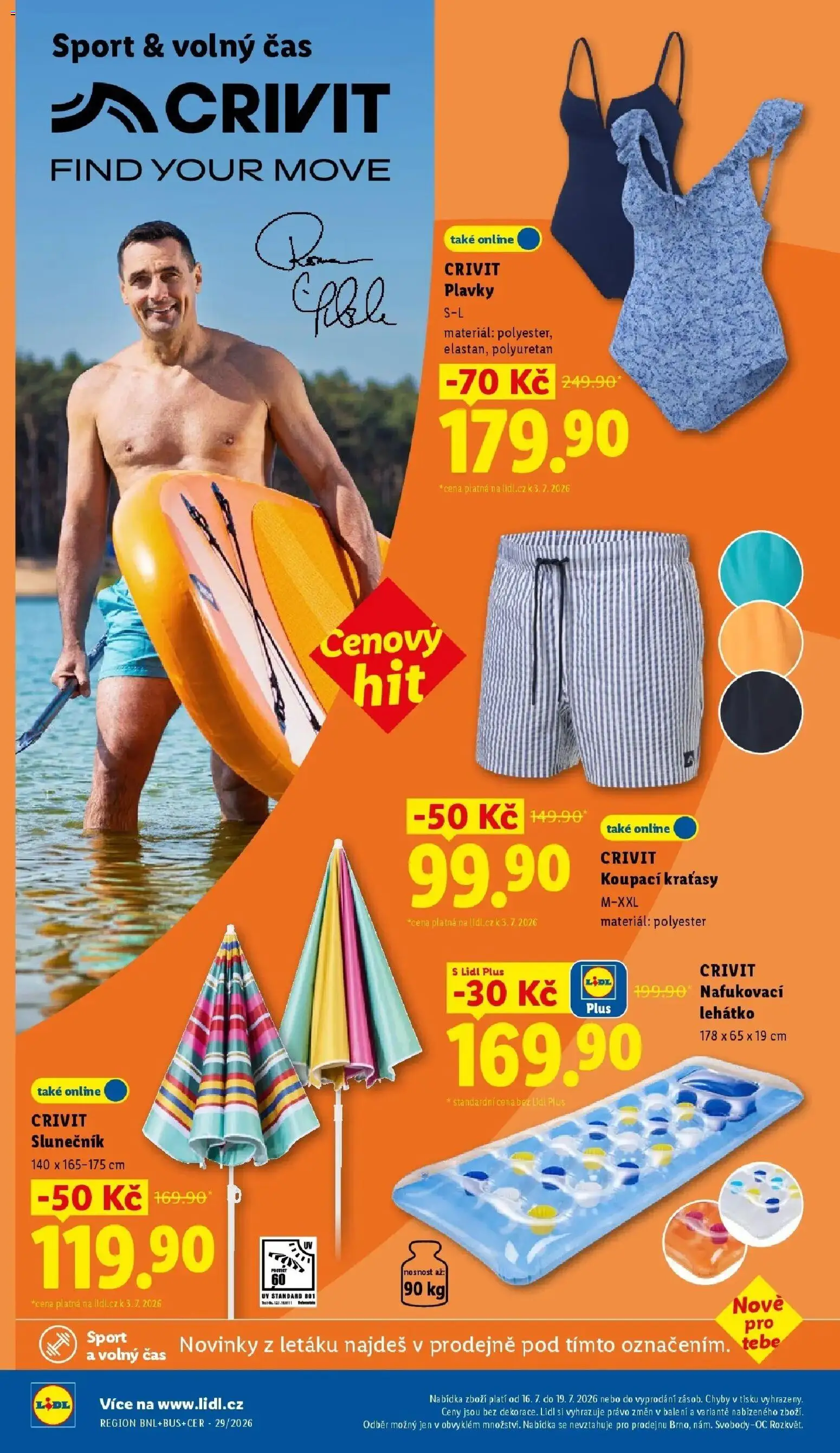 Lidl aktuální leták od 16.07.2026 | Strana: 42 | Produkty: Kraťasy, Plavky, Lehátko, Slunečník