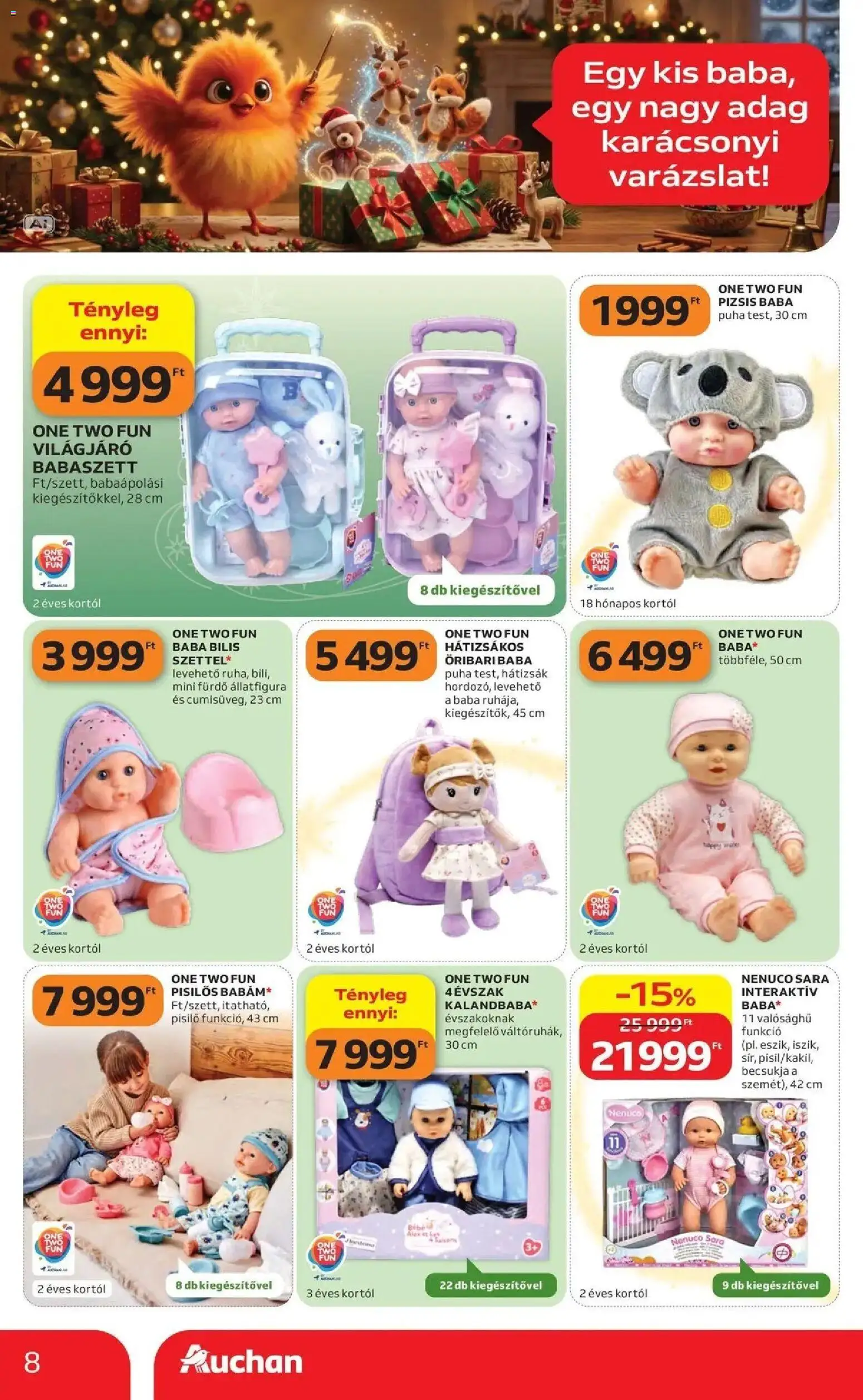 Auchan Karácsonyi ajánlataink Kecskemét - 2026.10.22. -tól/töl > akció, lapozható szórólap 🛍️ | Oldal: 8 | Termékek: Hátizsák, Baba