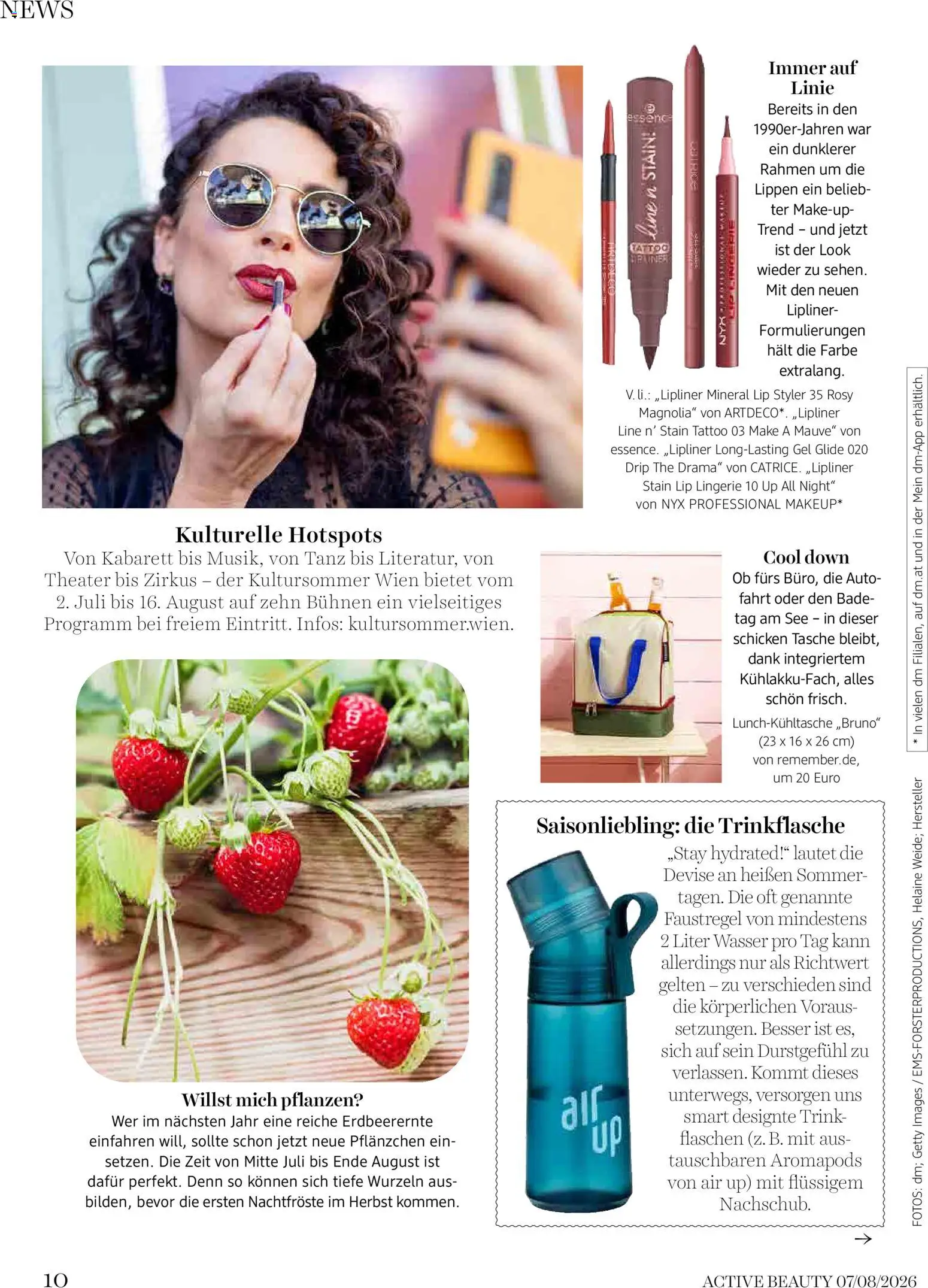 dm drogerie markt Active Beauty Magazin 07,08/2026 gültig ab 01.08.2026 | Seite: 10 | Produkte: Wasser, Tasche