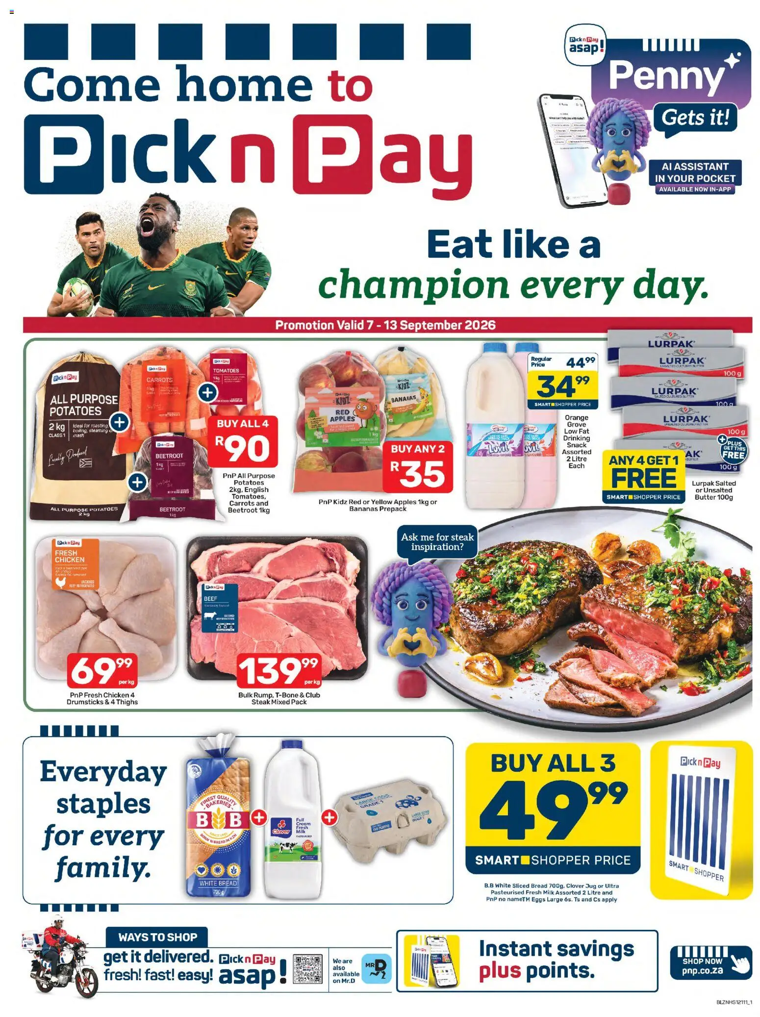 New Pick n Pay catalogue – valid from 07/09/2026 | Page: 1 | Products: Eggs, Bread, Tomatoes, Bananas