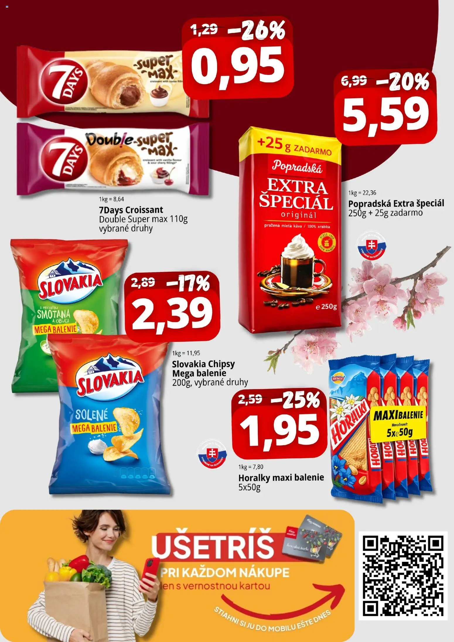Nové CBA Komfos akcie – leták je platný od 07.05.2026 | Strana: 3 | Produkty: Káva, Croissant, Smotana, Cibuľa