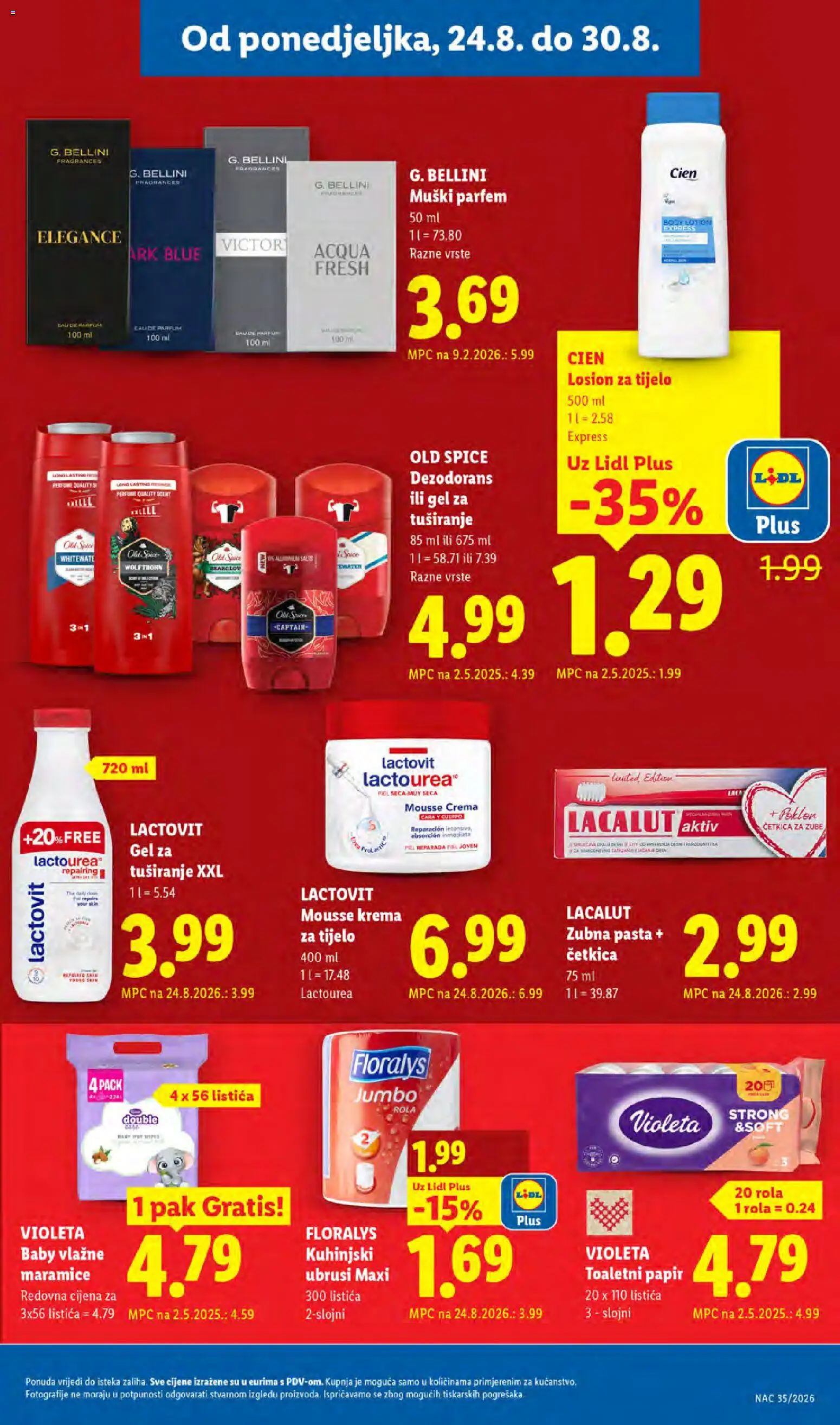 Lidl katalog | vrijedi od 24.08.2026 | Stranica: 19 | Proizvodi: Parfem, Četkica za zube, Pasta, Violeta