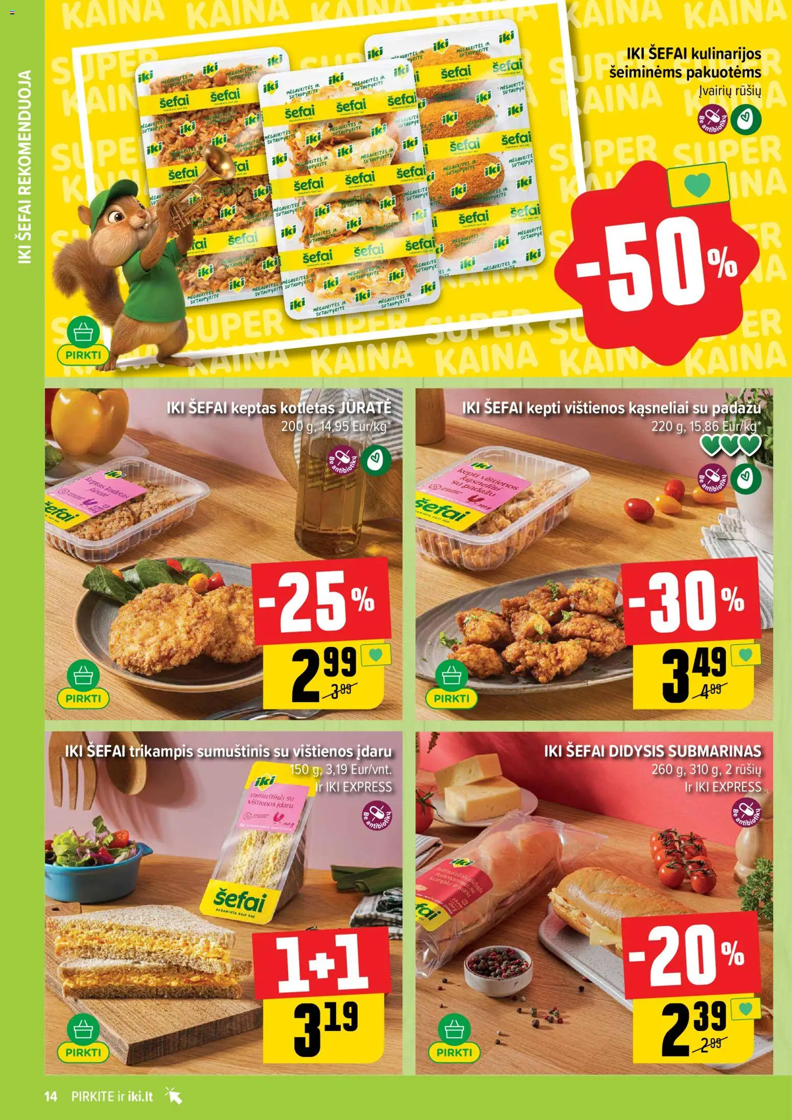 IKI akcijos nuo 2026.07.13 | Puslapis: 14 | Prekių: Vištienos, Sumuštinis
