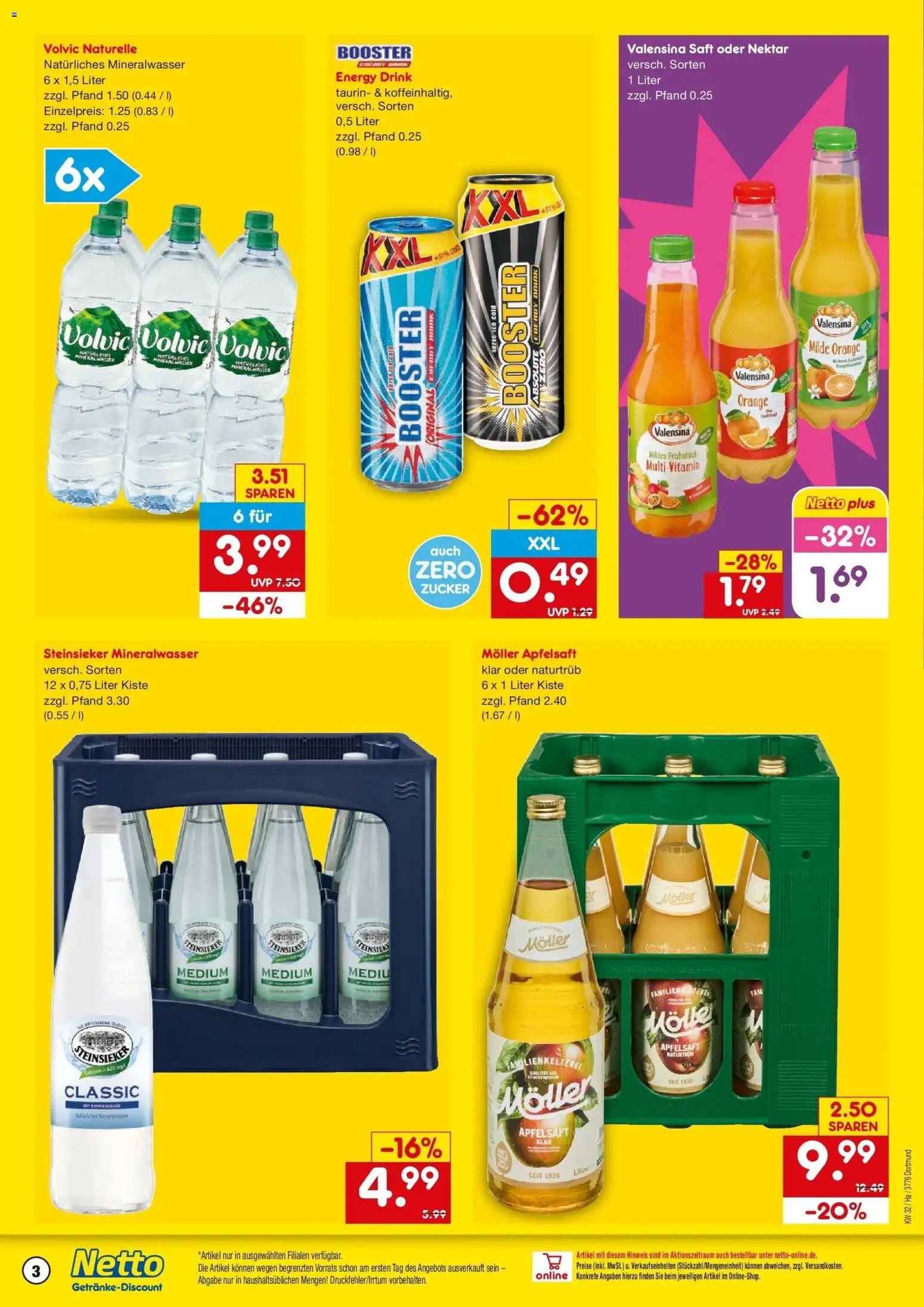 Netto Marken-Discount Prospekt Dortmund – gültig ab 03.08.2026 | Seite: 3 | Produkte: Energy, Apfelsaft, Zucker, Volvic