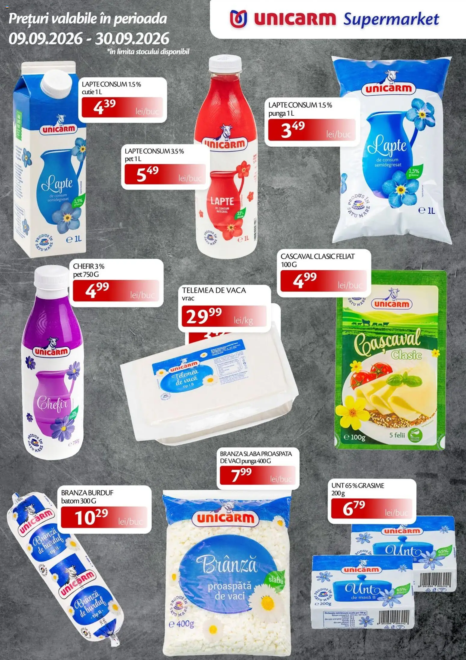 Noul catalog Unicarm – valabil de la 09.09.2026 | Pagină: 3 | Produse: Masă, Cutie, Brânză, Tip