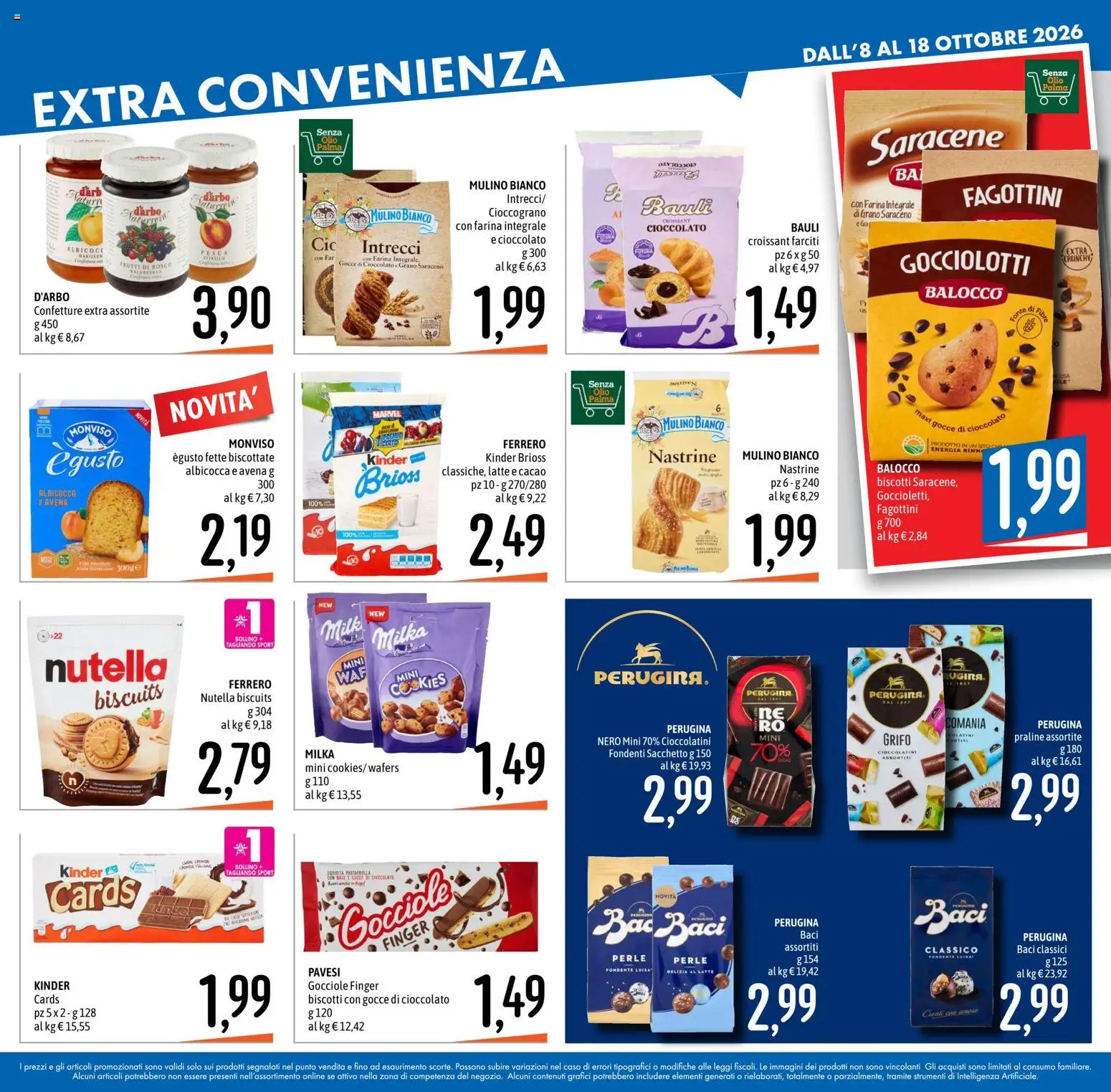 Volantino Emisfero del 08/10/2026 | Pagina: 20 | Prodotti: Cioccolato, Latte, Olio, Farina
