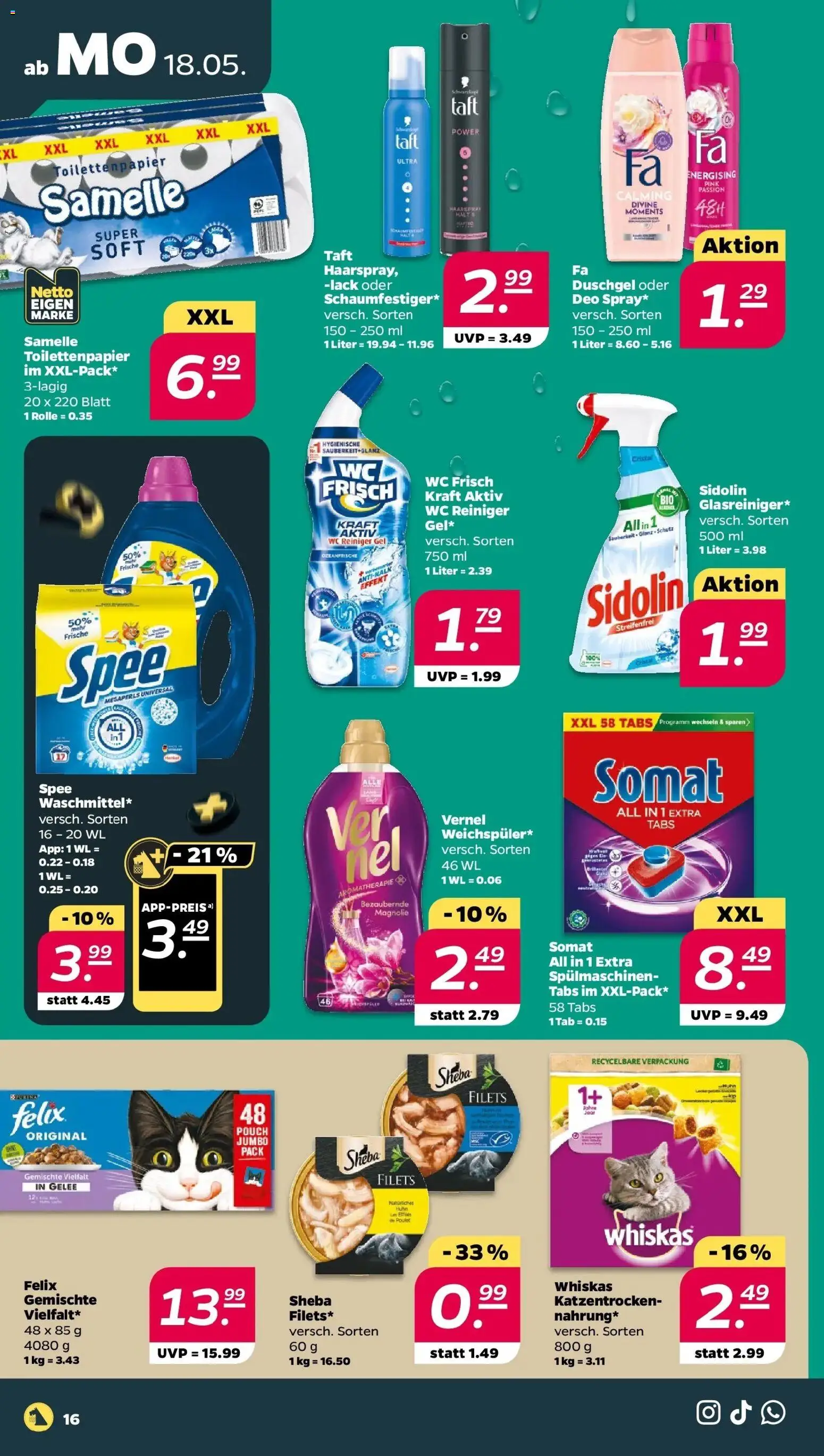 Netto Wochenangebote – gültig ab 18.05.2026 | Seite: 18 | Produkte: Haarspray, Spee, Vernel, Toilettenpapier