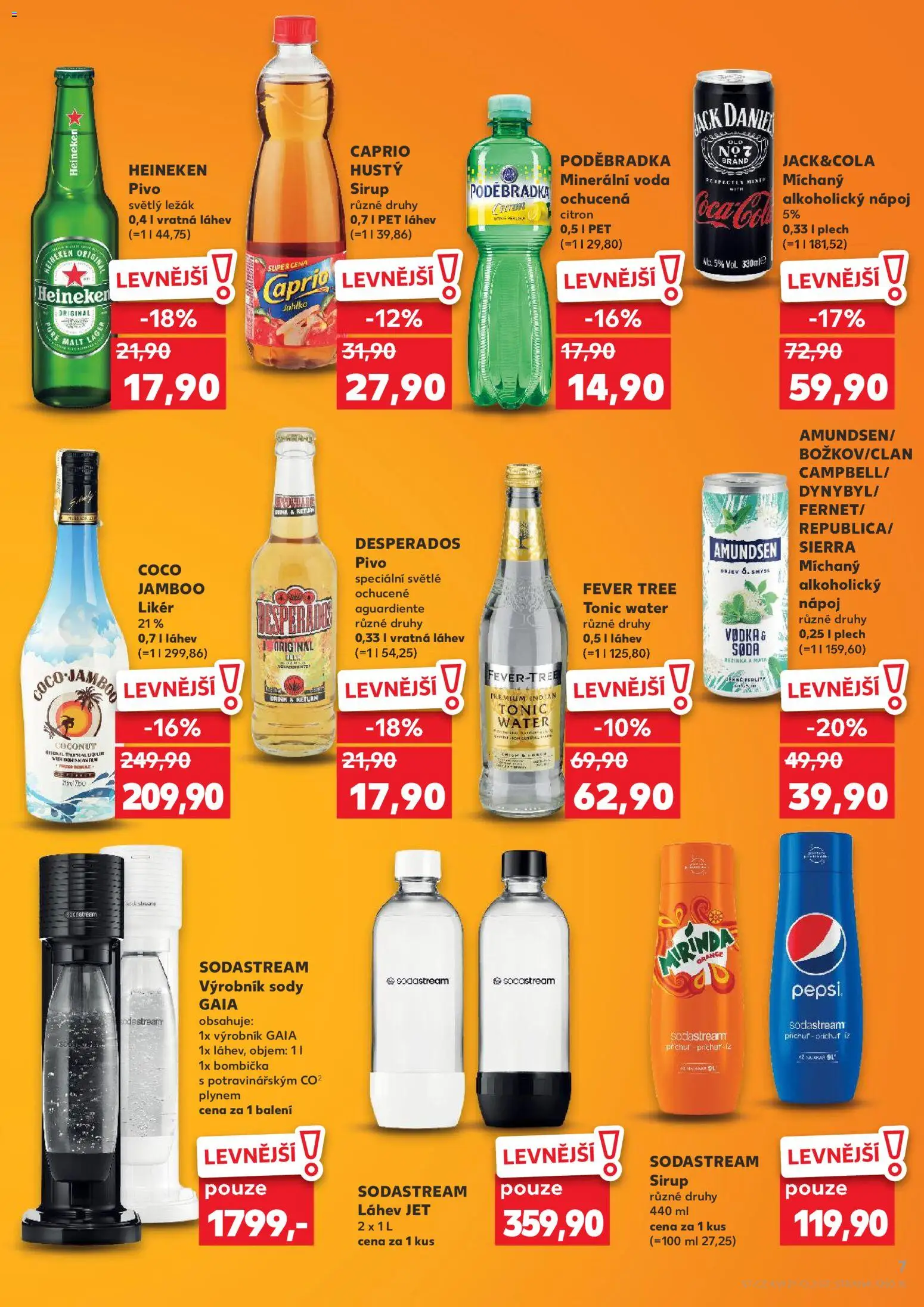 Kaufland leták - Plzeň Bory od 01.07.2026 | Strana: 7 | Produkty: Mirinda, Tonic, Sodastream sirup, Cola