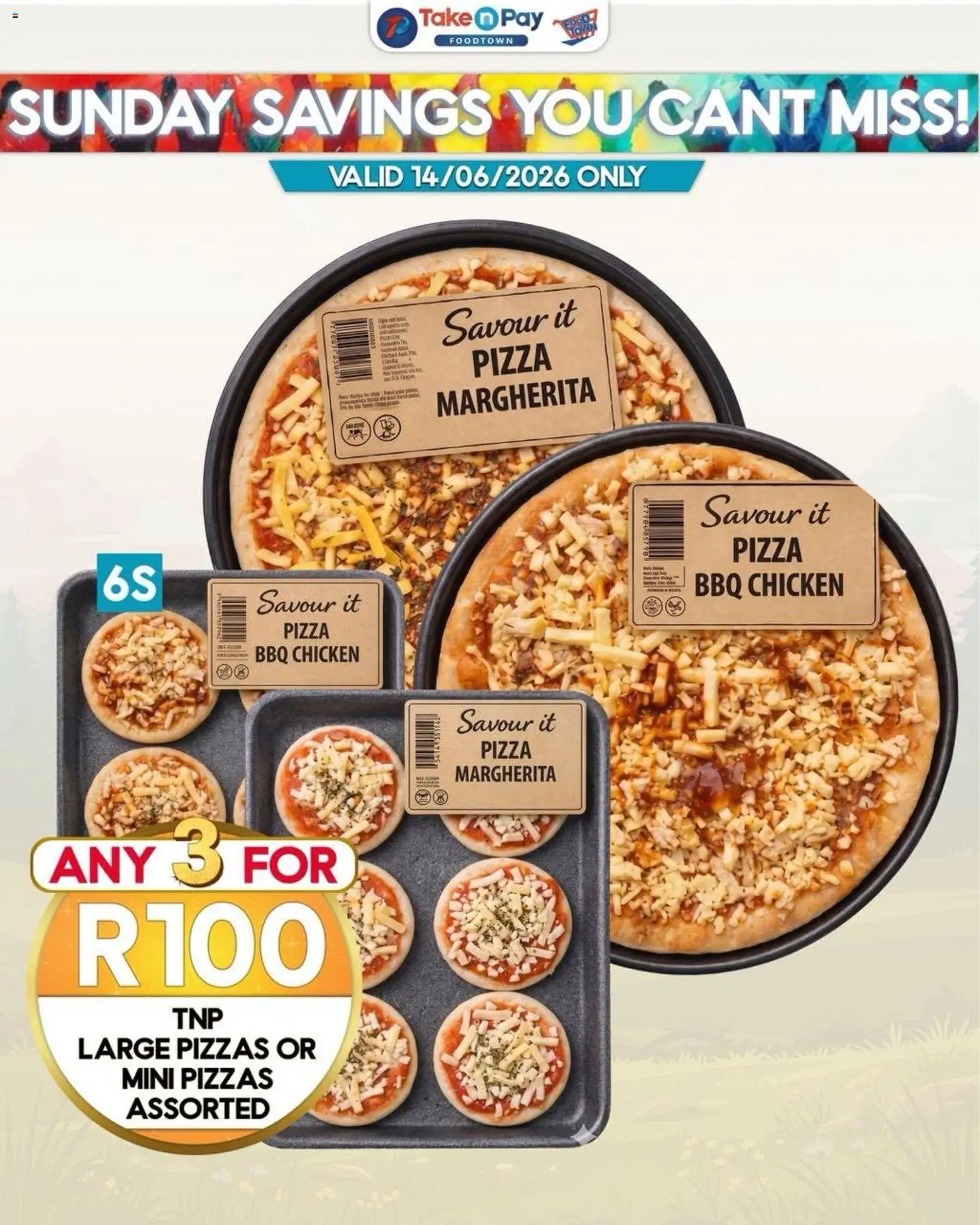 New Take n Pay catalogue – valid from 14.06.2026 | Page: 9 | Products: Pizza, Chicken