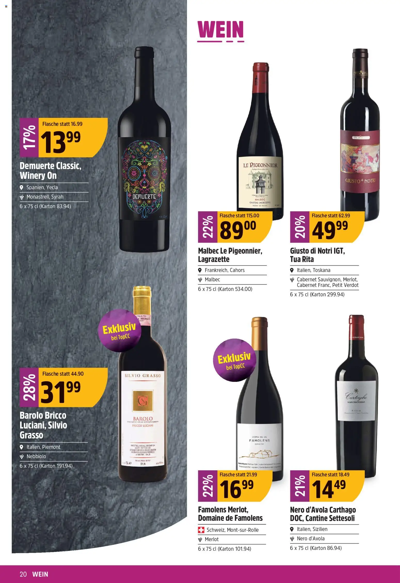 TopCC aktionen – gültig ab 13.07.2026 | Seite: 20 | Produkte: Merlot, Wein