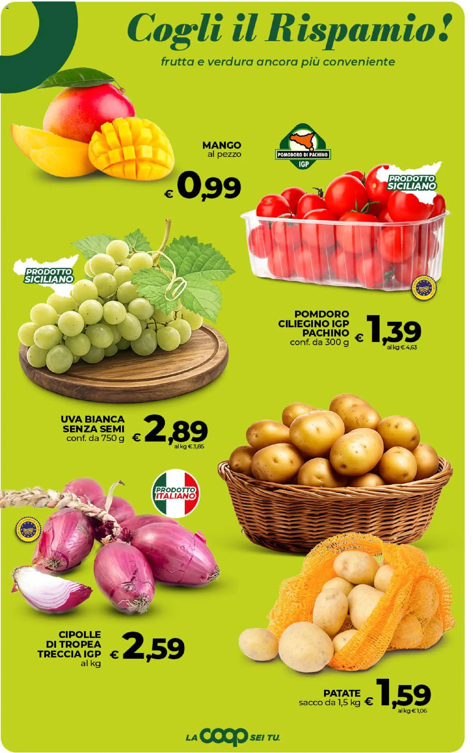 Volantino COOP del 31/07/2026 | Pagina: 20 | Prodotti: Patate, Cipolle, Frutta, Pomodoro