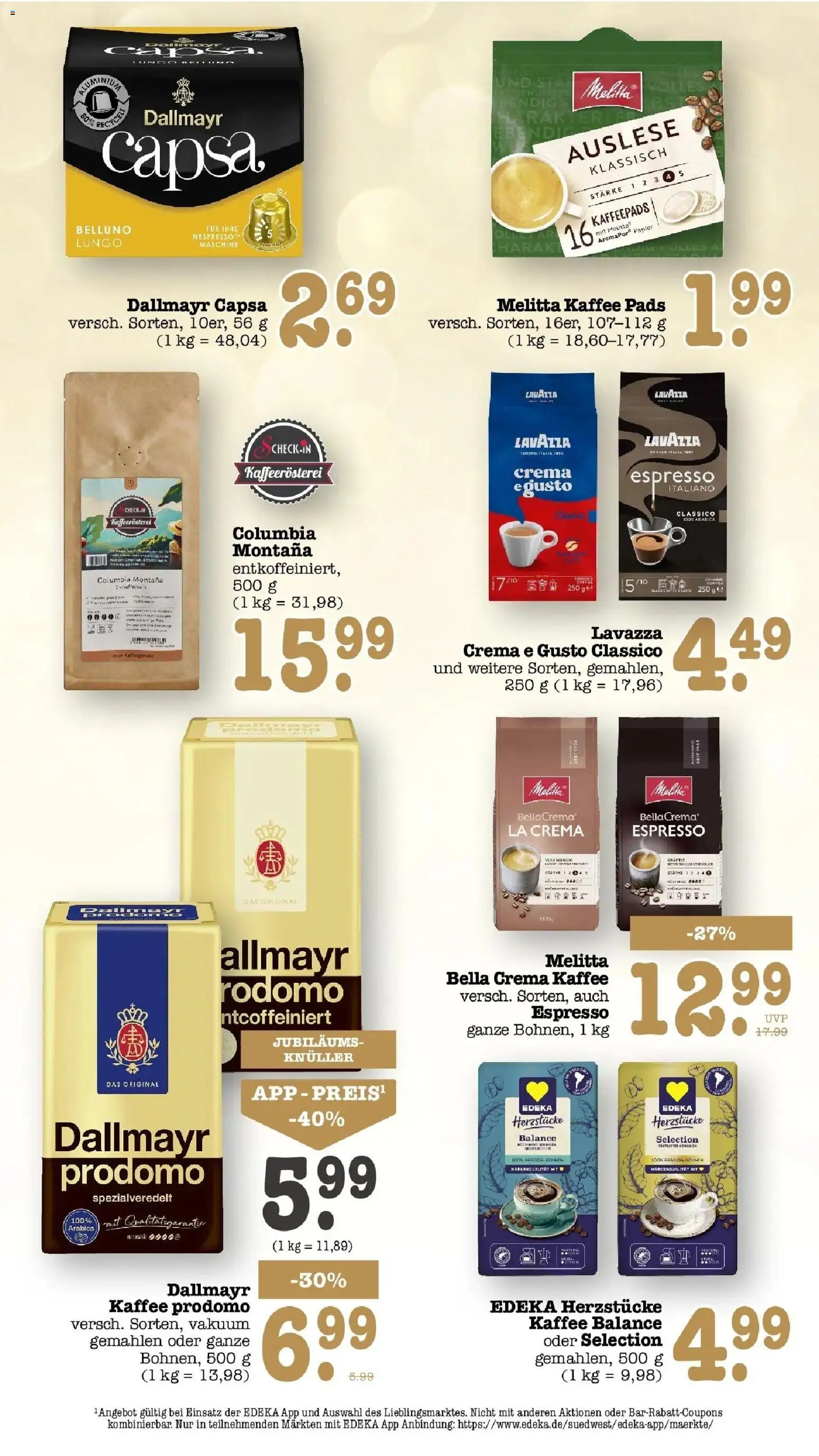 Edeka Prospekt Offenbach (ab 28.09.2026) » Angebote Online | Seite: 34 | Produkte: Melitta, Kaffeepads, Melitta kaffee, Dallmayr