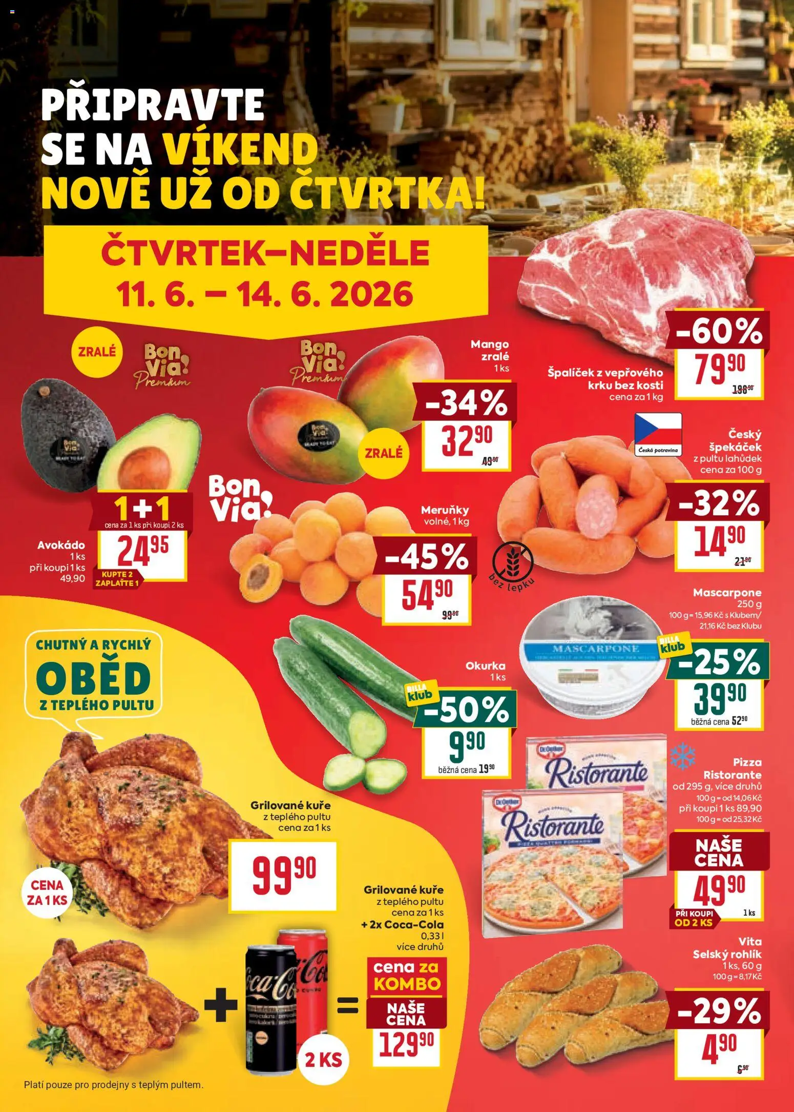 Billa Velký leták od 10.06.2026 | Strana: 26 | Produkty: Pizza, Avokádo, Mascarpone, Meruňky
