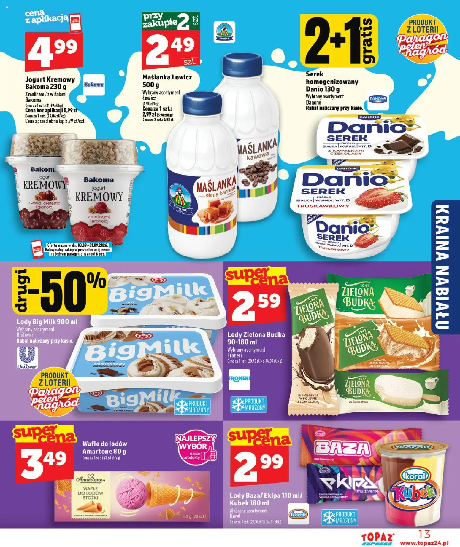 Topaz gazetka - Express od 03.09.2026 | Strona: 13 | Produkty: Czekolady, Wafle, Granola, Czekolada