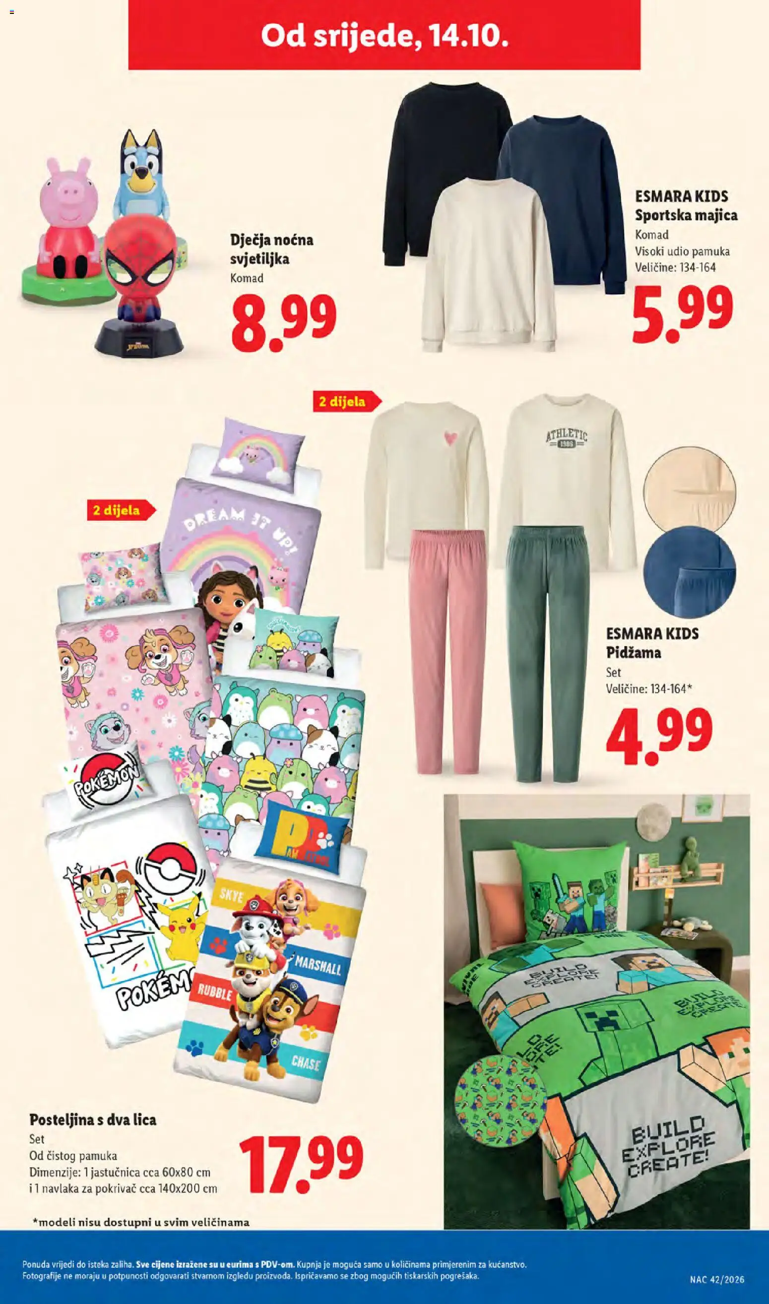 Lidl katalog | vrijedi od 12.10.2026 | Stranica: 47 | Proizvodi: Pokrivač, Svjetiljka, Majica, Pidžama